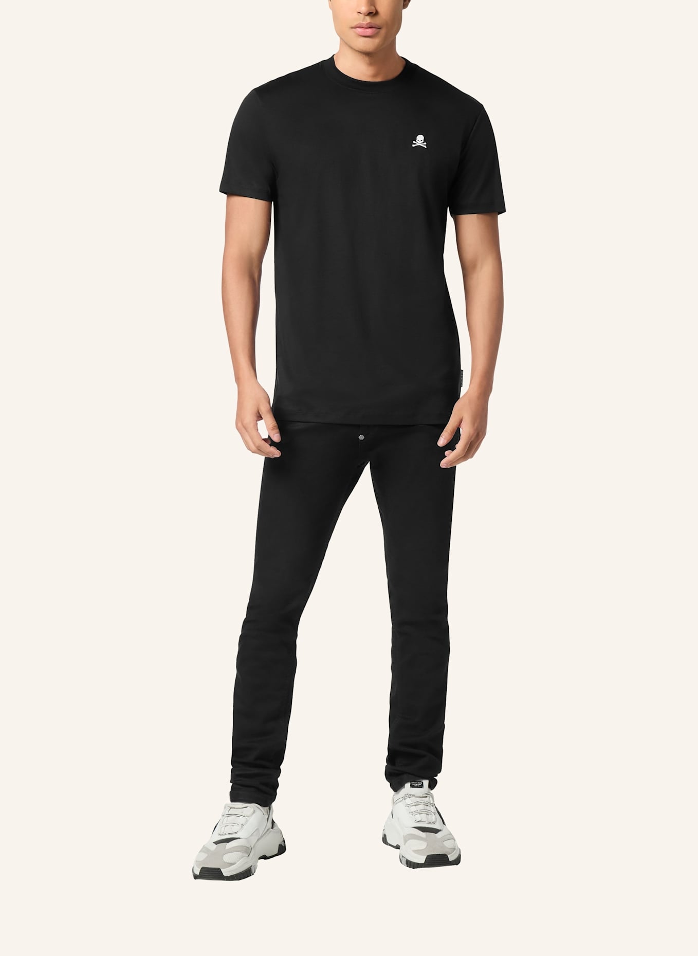 PHILIPP PLEIN T-Shirt Rundhalsausschnitt Ss SKULL: SCHWARZ