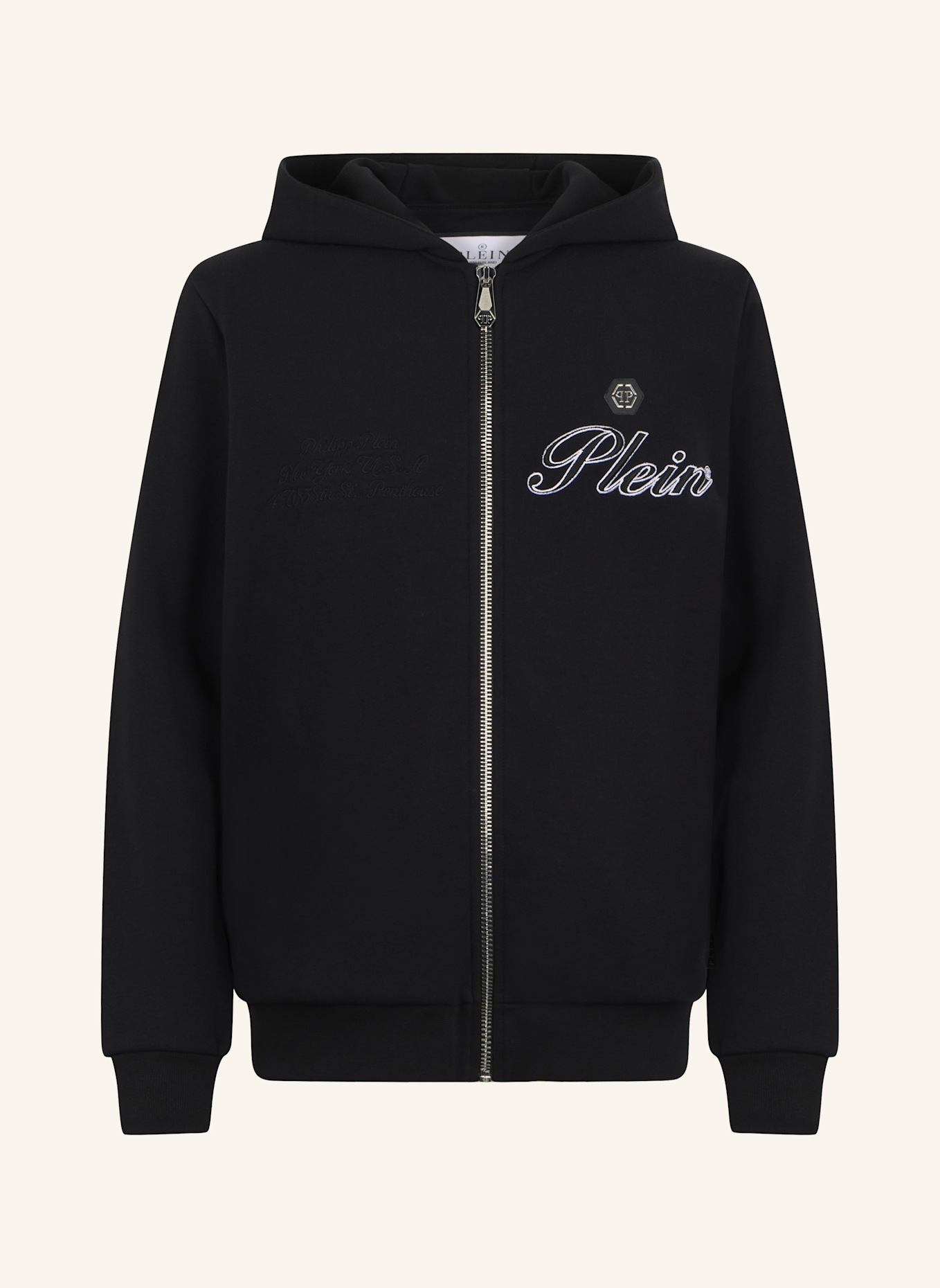 PHILIPP PLEIN PHILIPP PLEIN Zip Hoodie Signature Embroidery: SCHWARZ
