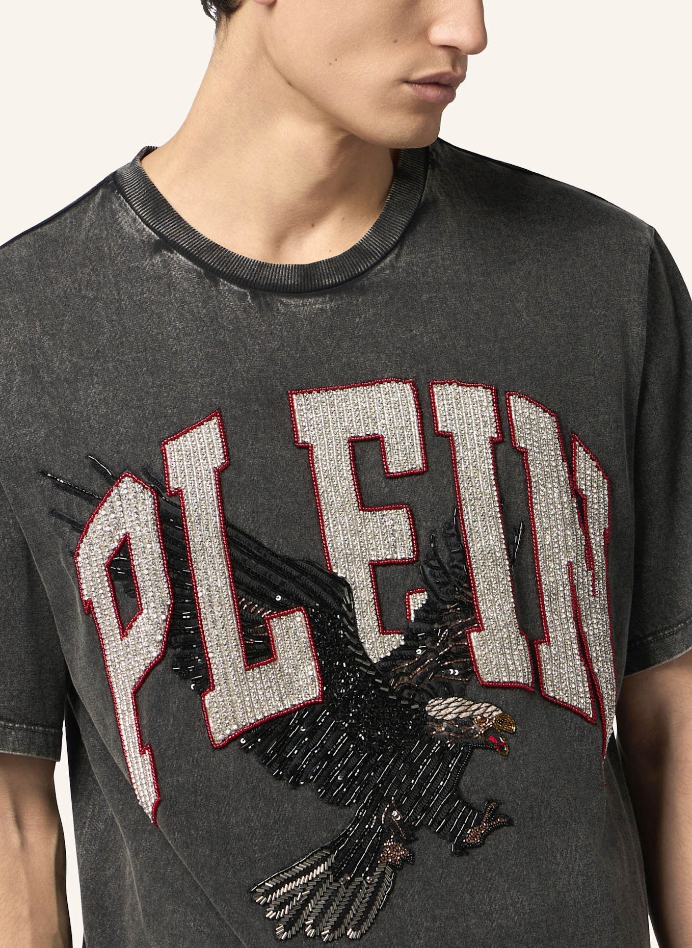 PHILIPP PLEIN T-Shirt Rundhalsausschnitt Ss EAGLE: SCHWARZ