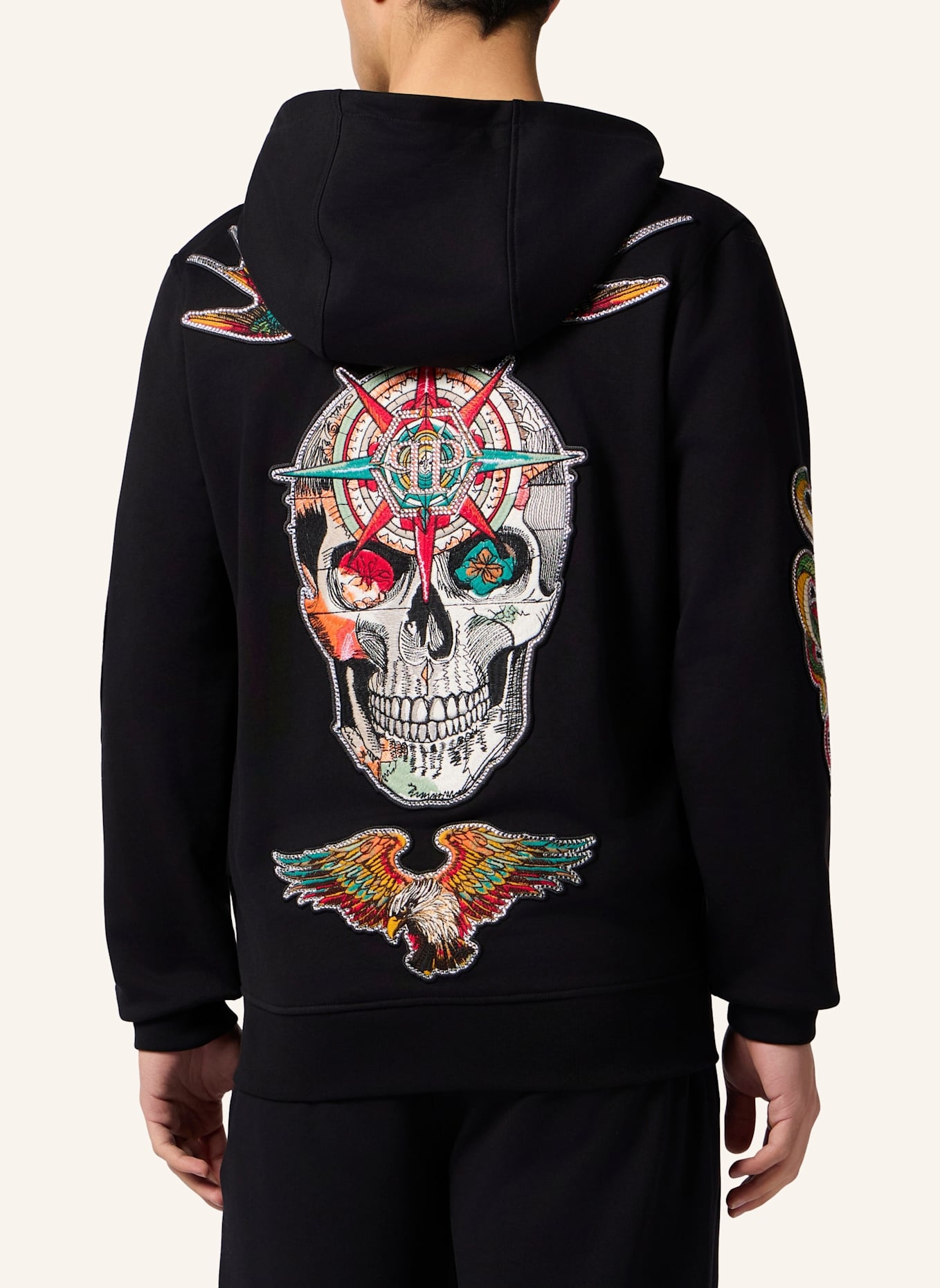PHILIPP PLEIN PHILIPP PLEIN Zip Hoodie Tattoo Patches: SCHWARZ