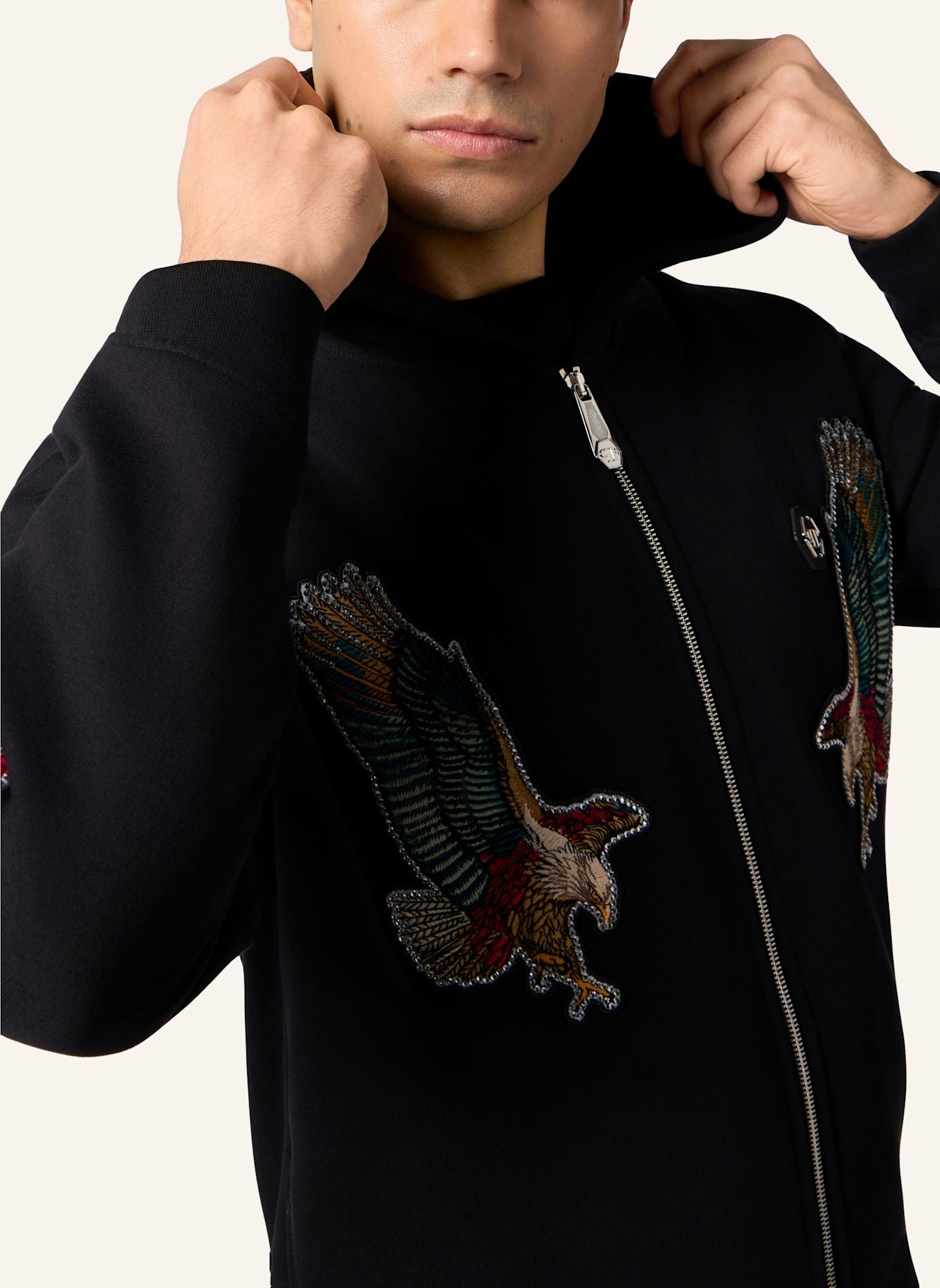 PHILIPP PLEIN PHILIPP PLEIN Zip Hoodie Tattoo Patches: SCHWARZ