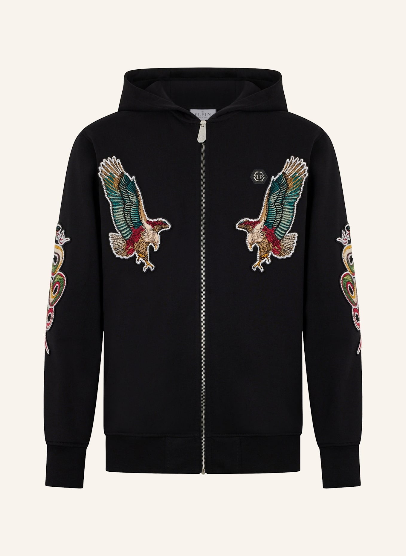 PHILIPP PLEIN PHILIPP PLEIN Zip Hoodie Tattoo Patches: SCHWARZ