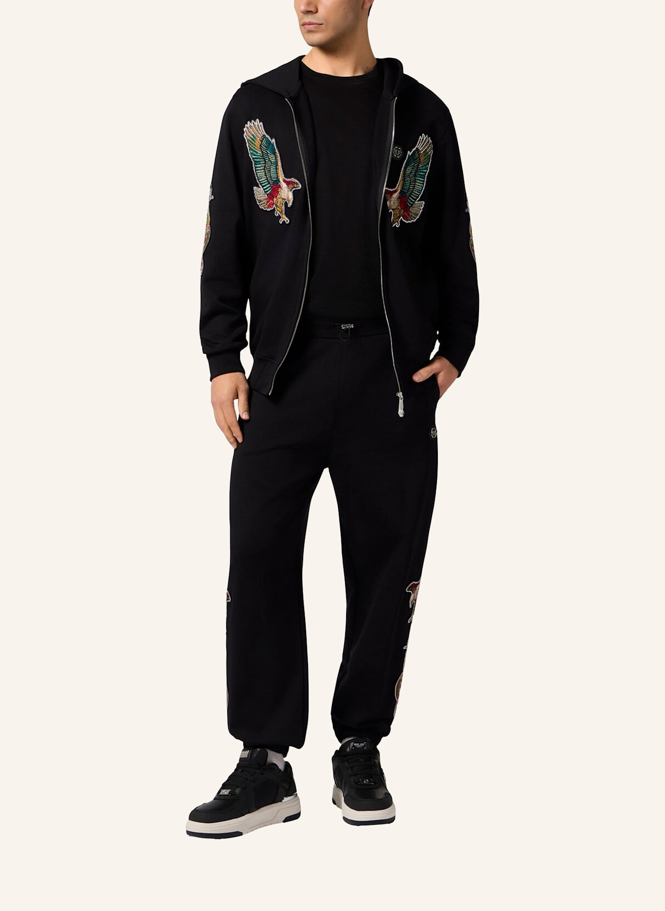 PHILIPP PLEIN PHILIPP PLEIN Zip Hoodie Tattoo Patches: SCHWARZ