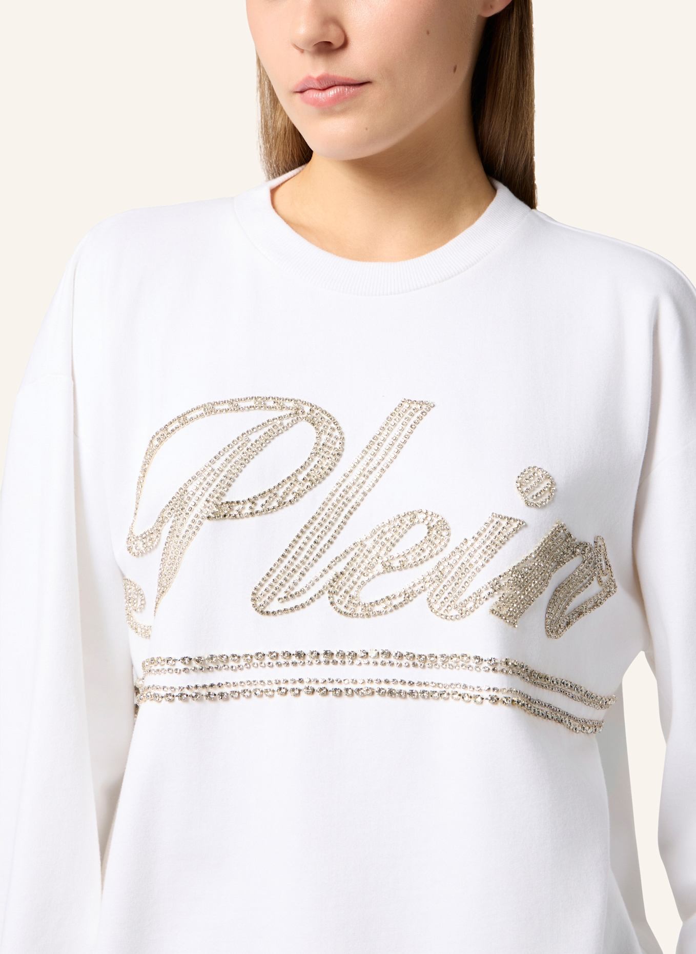 PHILIPP PLEIN PHILIPP PLEIN Washed Open Back Sweatshirt Strass Signature: WEISS
