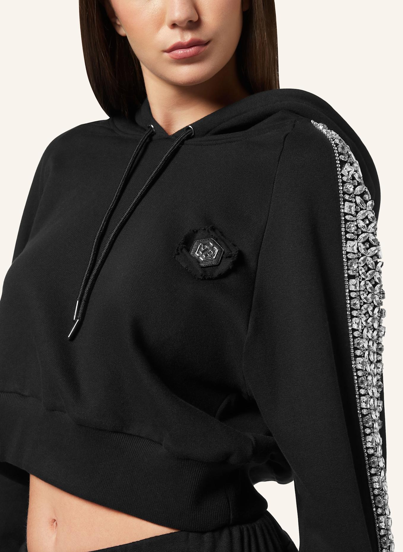 PHILIPP PLEIN Kapuzen-Sweatjacket CRYSTAL: SCHWARZ