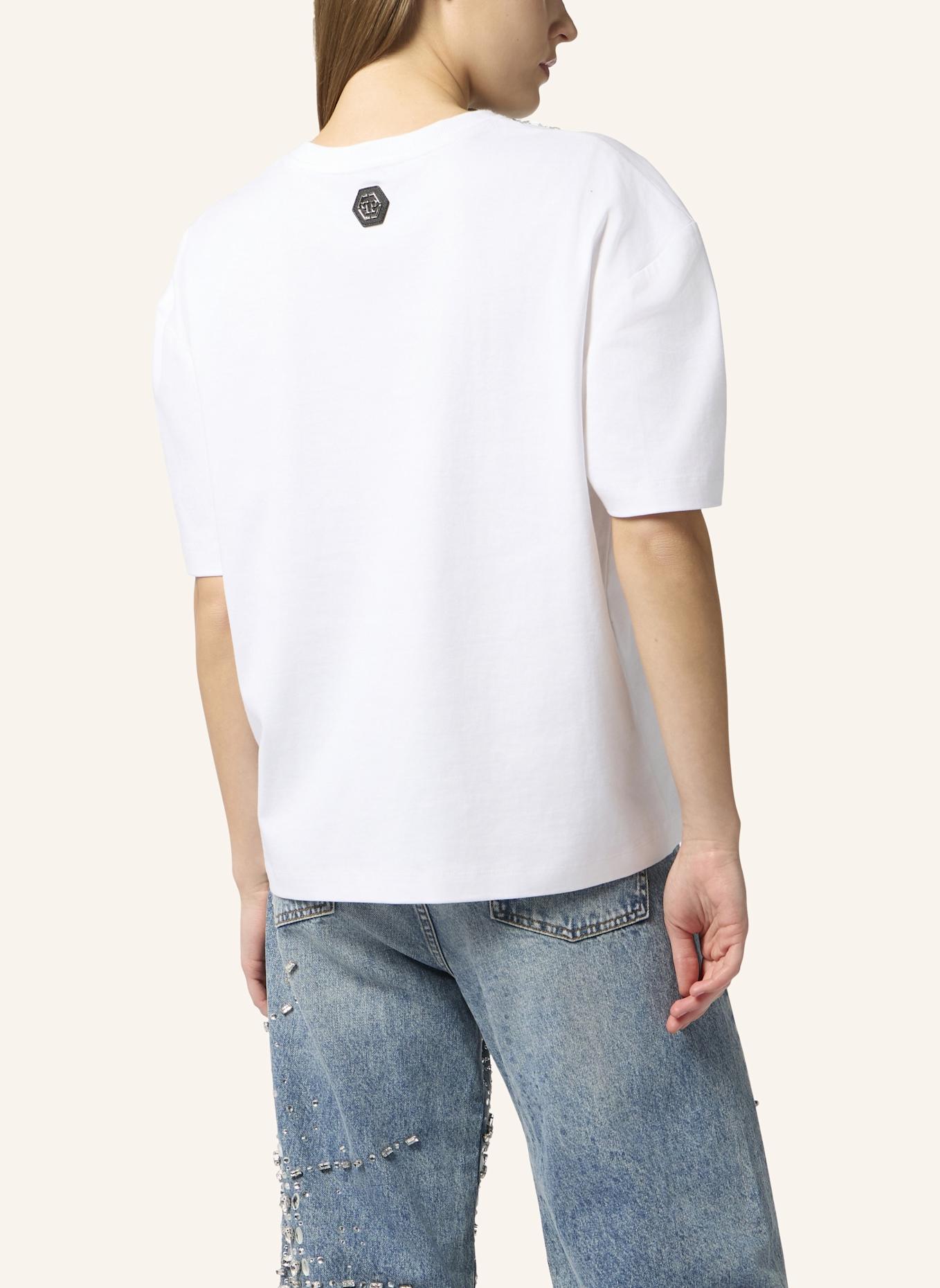 PHILIPP PLEIN PHILIPP PLEIN Man Fit V-Neck T-Shirt Crystals: WEISS