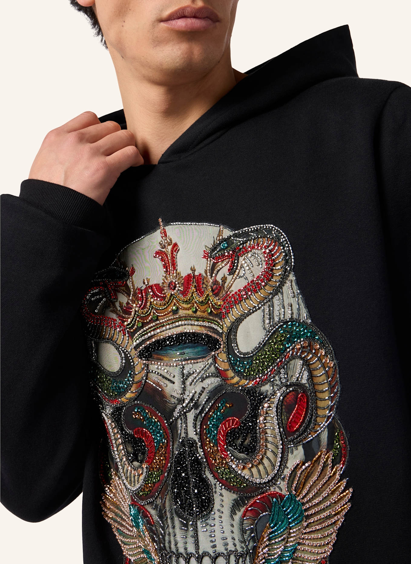 PHILIPP PLEIN PHILIPP PLEIN Hoodie Sweatshirt King Of Snakes Stones: SCHWARZ