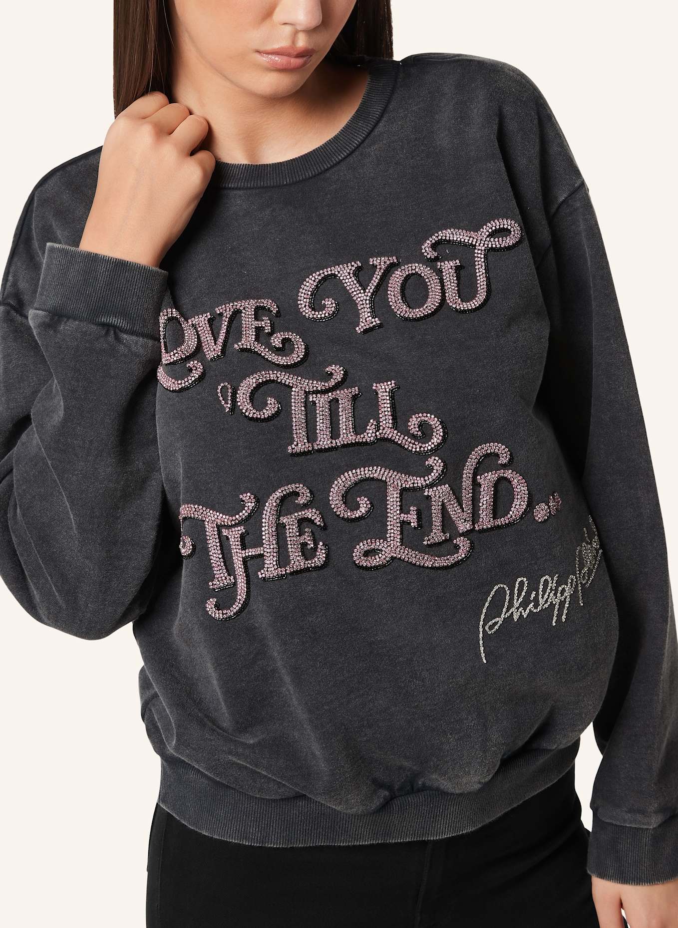 PHILIPP PLEIN Sweatshirt Ls LOVE: SCHWARZ