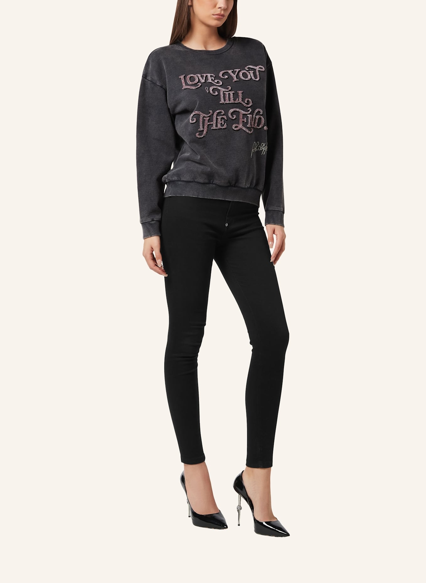 PHILIPP PLEIN Sweatshirt Ls LOVE: SCHWARZ