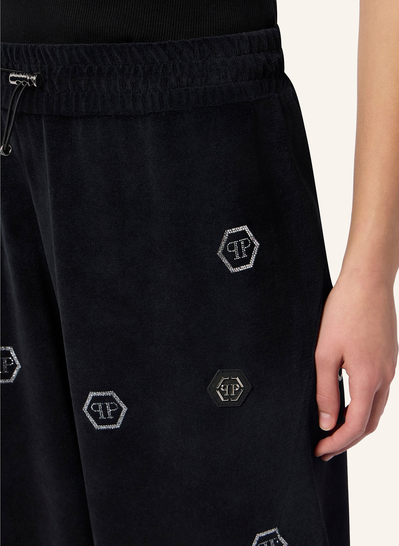 PHILIPP PLEIN PHILIPP PLEIN Chenille Skater Fit Tracksuit Pants Monogram Strass: SCHWARZ