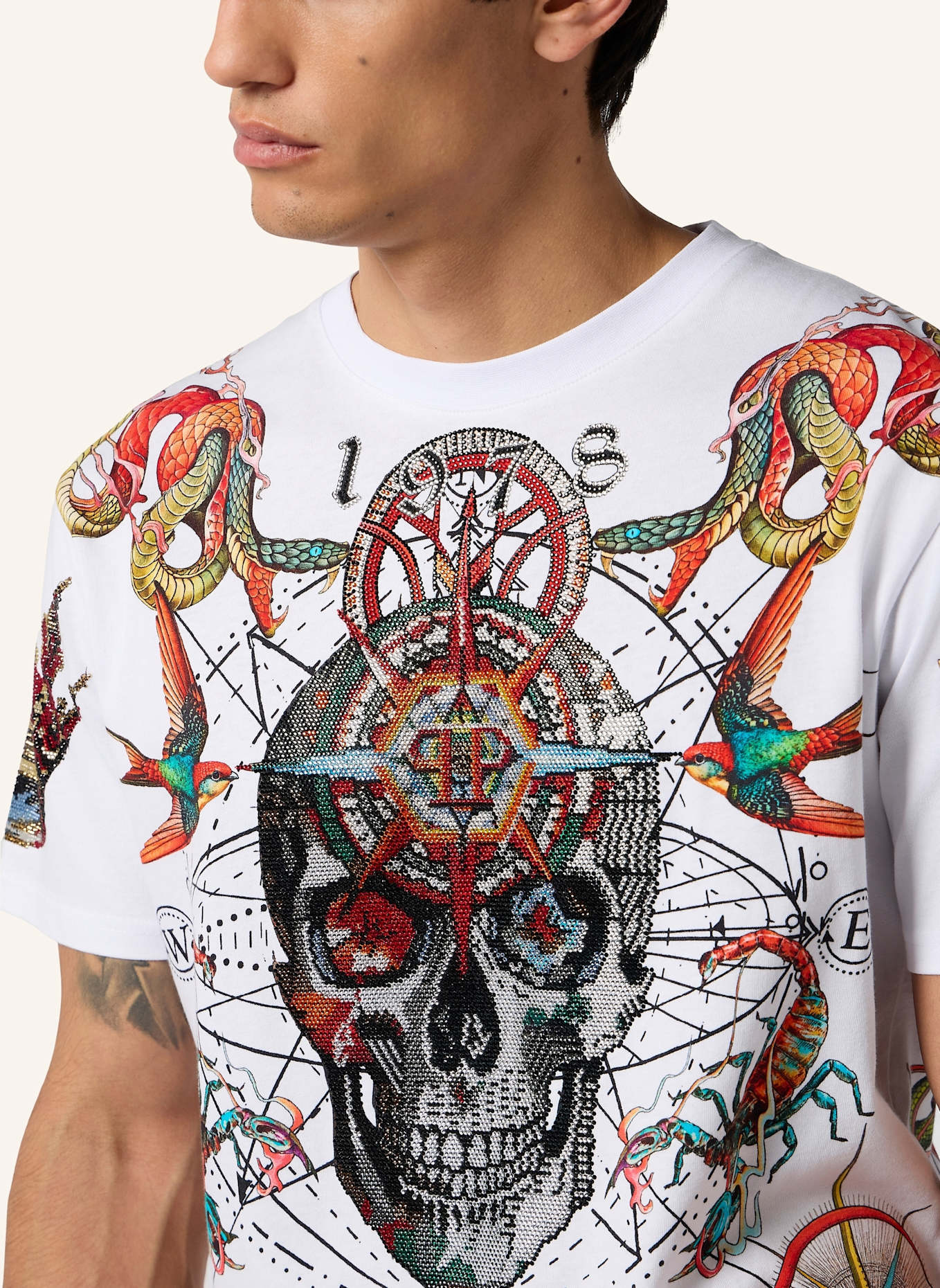 PHILIPP PLEIN PHILIPP PLEIN Round Neck T-Shirt Tattoo Stones: WEISS