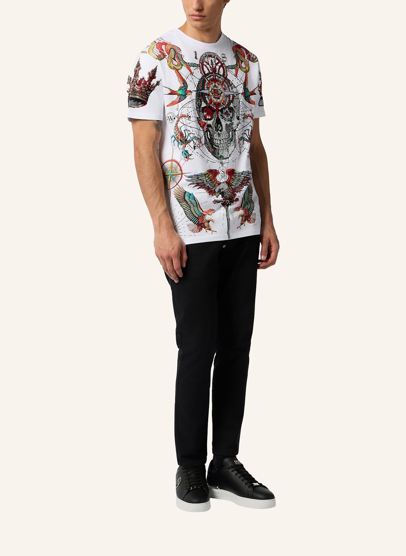 PHILIPP PLEIN PHILIPP PLEIN Round Neck T-Shirt Tattoo Stones: WEISS