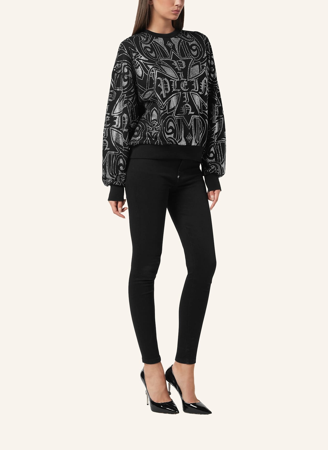 PHILIPP PLEIN Sweatshirt Ls GOTHIC PLEIN: SCHWARZ