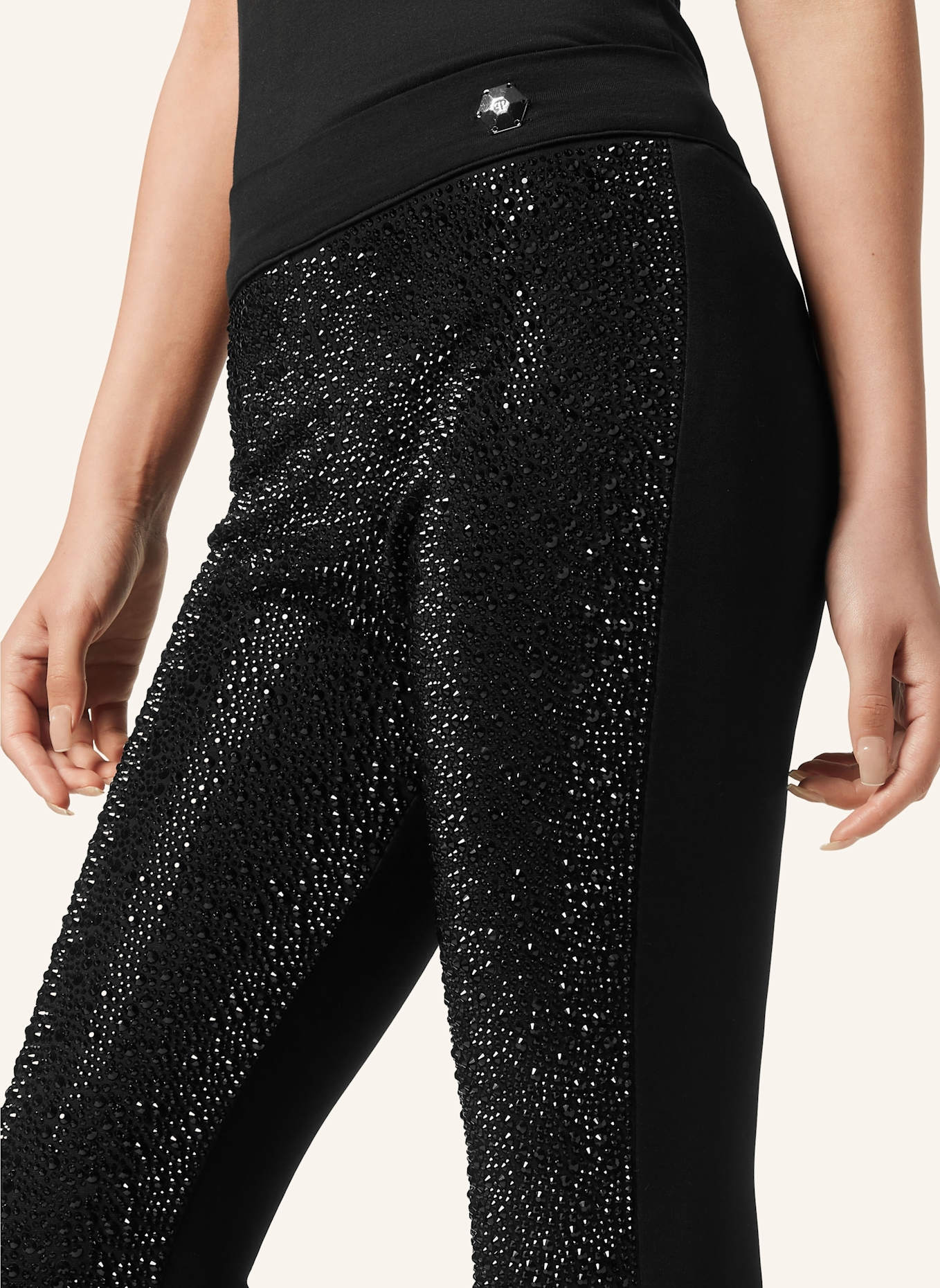 PHILIPP PLEIN Jogging-Leggings: SCHWARZ