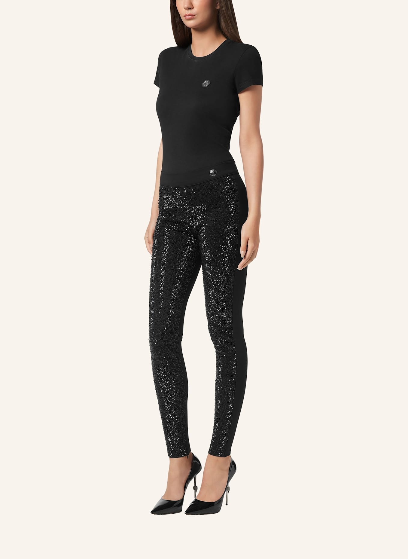 PHILIPP PLEIN Jogging-Leggings: SCHWARZ