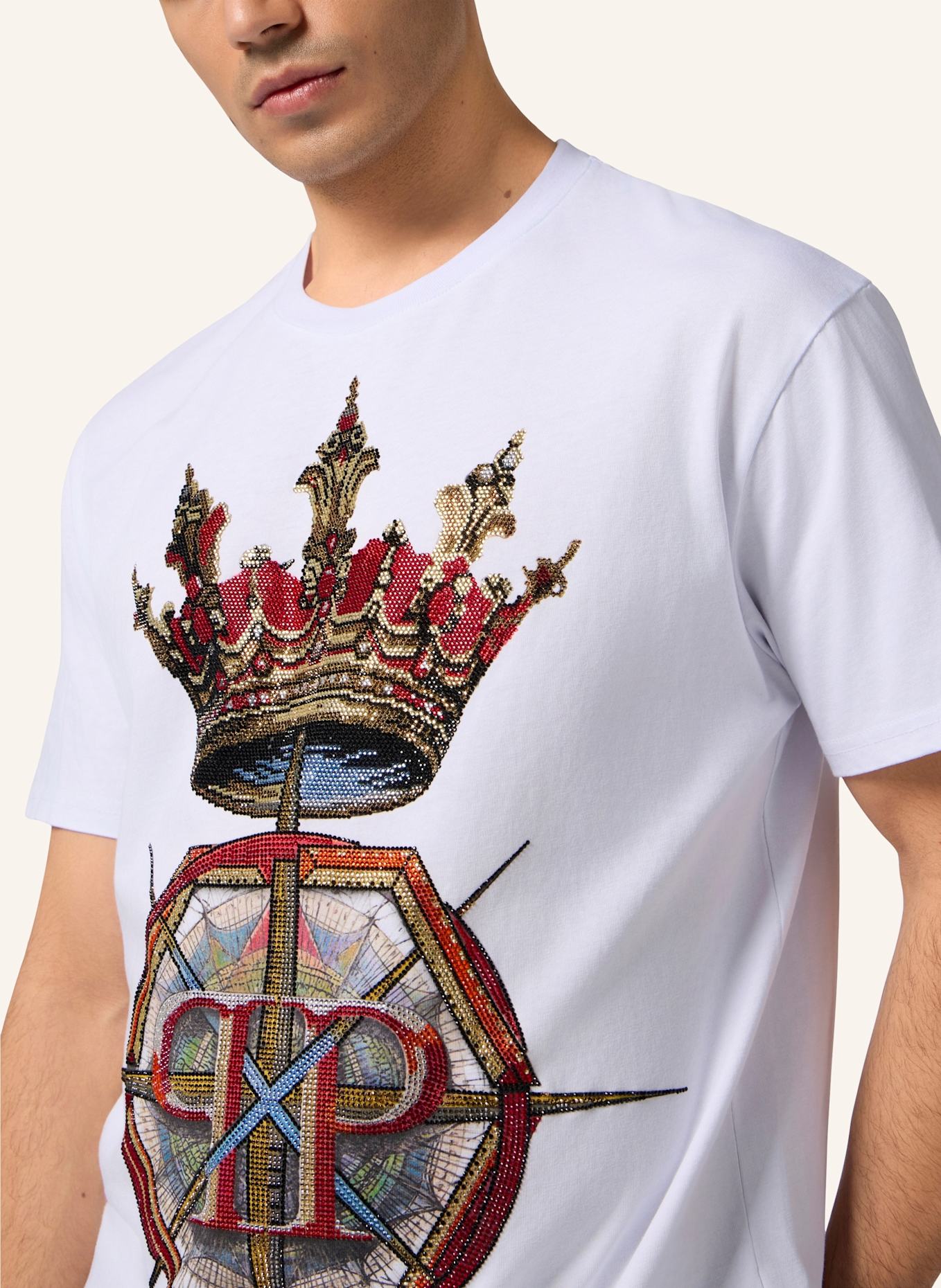 PHILIPP PLEIN PHILIPP PLEIN Round Neck T-Shirt Crown Stones: WEISS