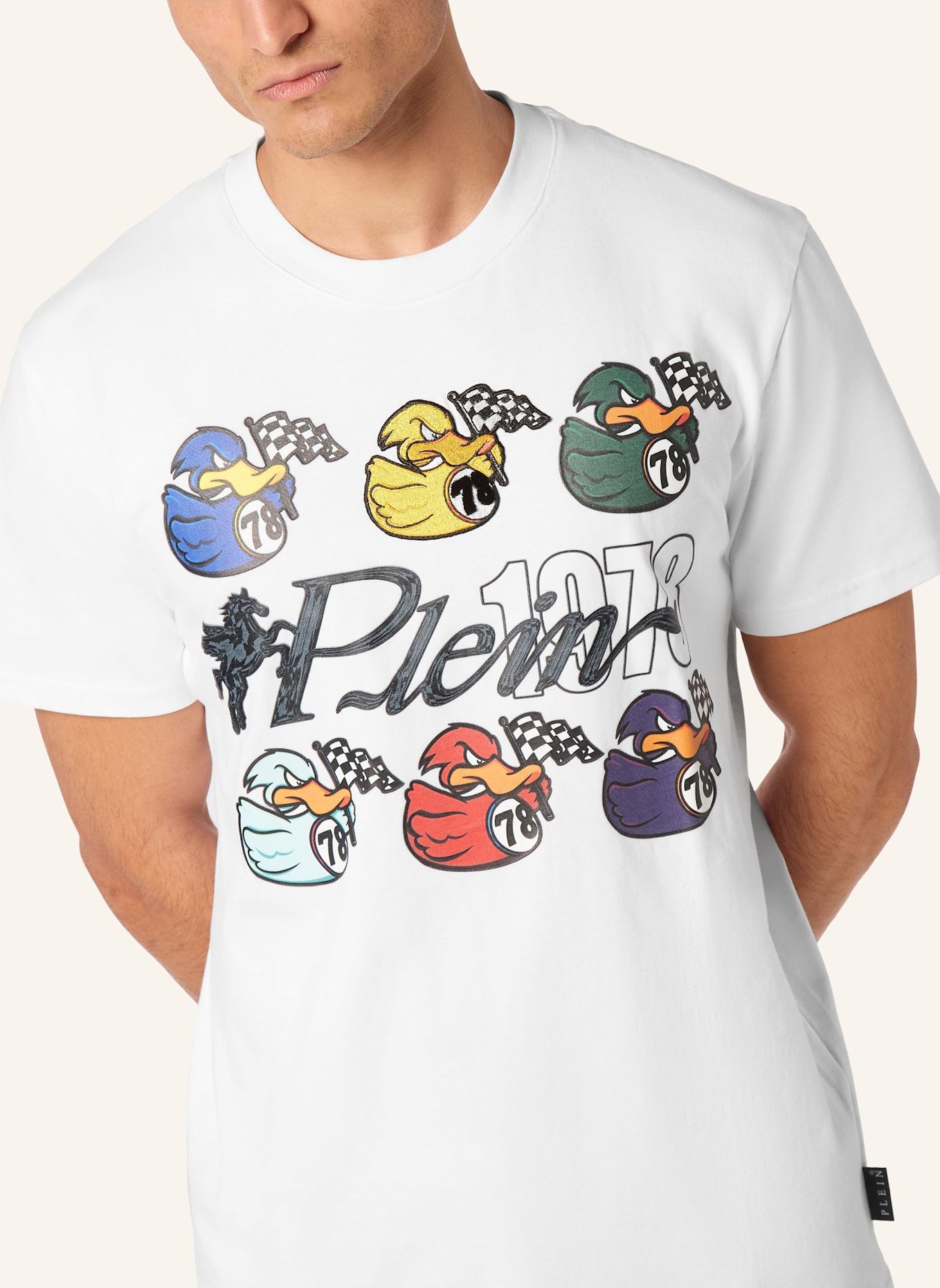 PHILIPP PLEIN T-Shirt Rundhalsausschnitt Ss DUCK: WEISS