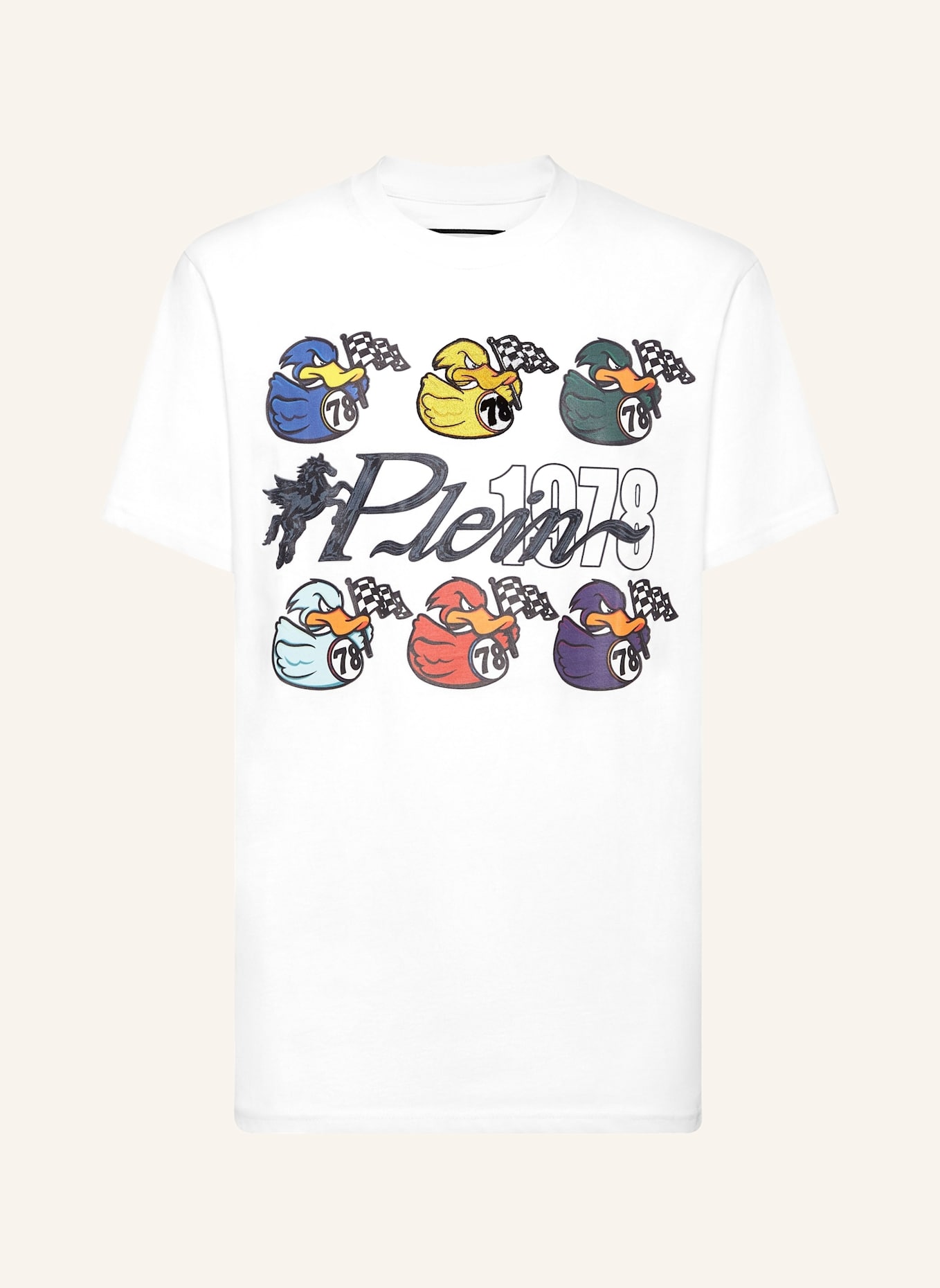 PHILIPP PLEIN T-Shirt Rundhalsausschnitt Ss DUCK: WEISS