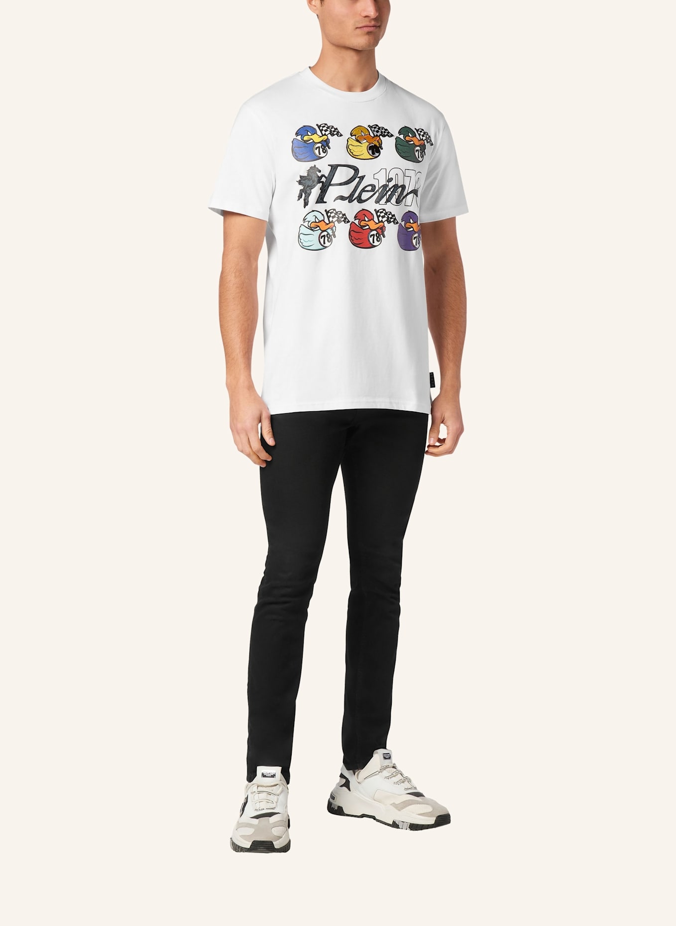 PHILIPP PLEIN T-Shirt Rundhalsausschnitt Ss DUCK: WEISS