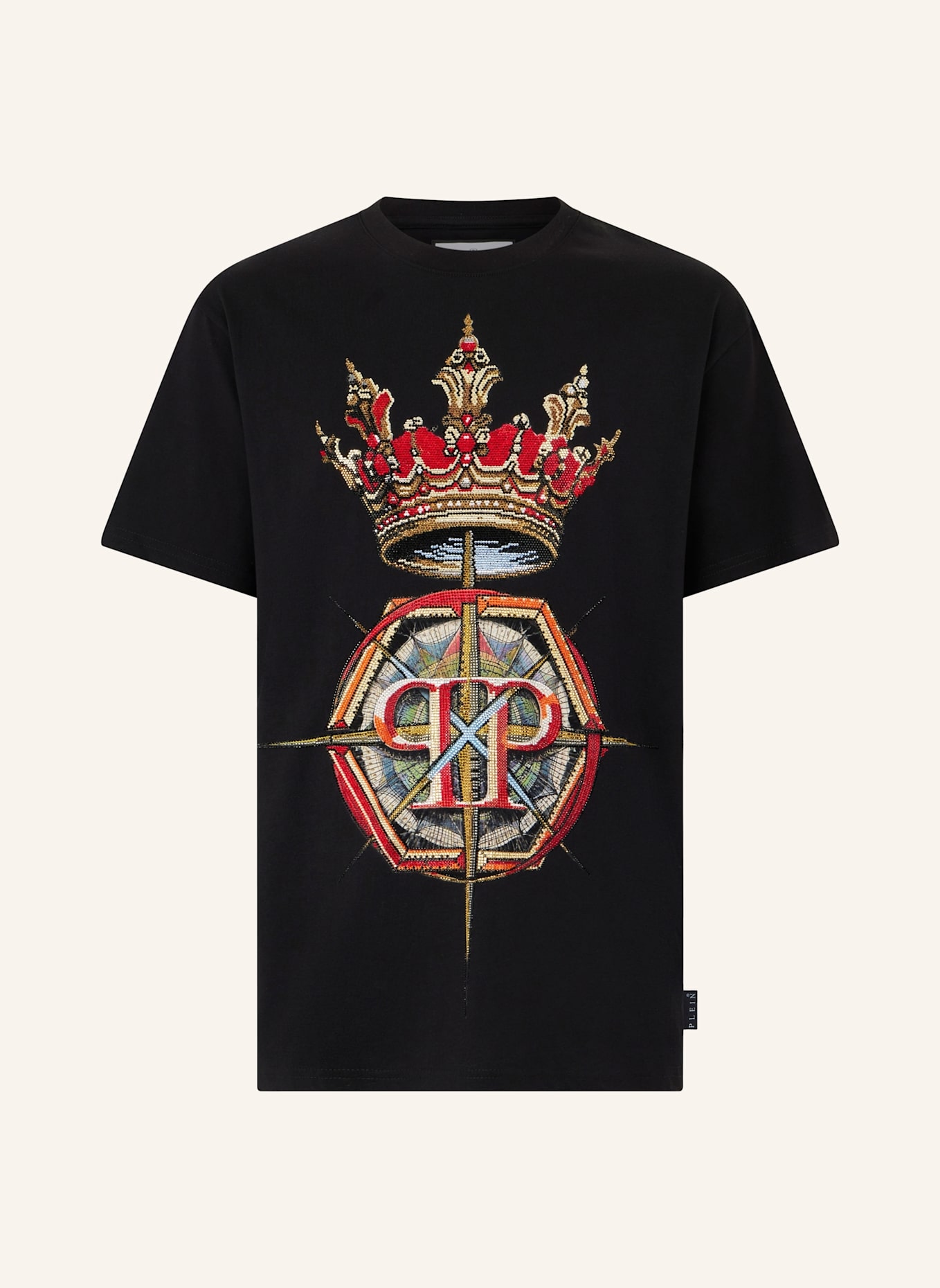 PHILIPP PLEIN PHILIPP PLEIN Round Neck T-Shirt Crown Stones: SCHWARZ