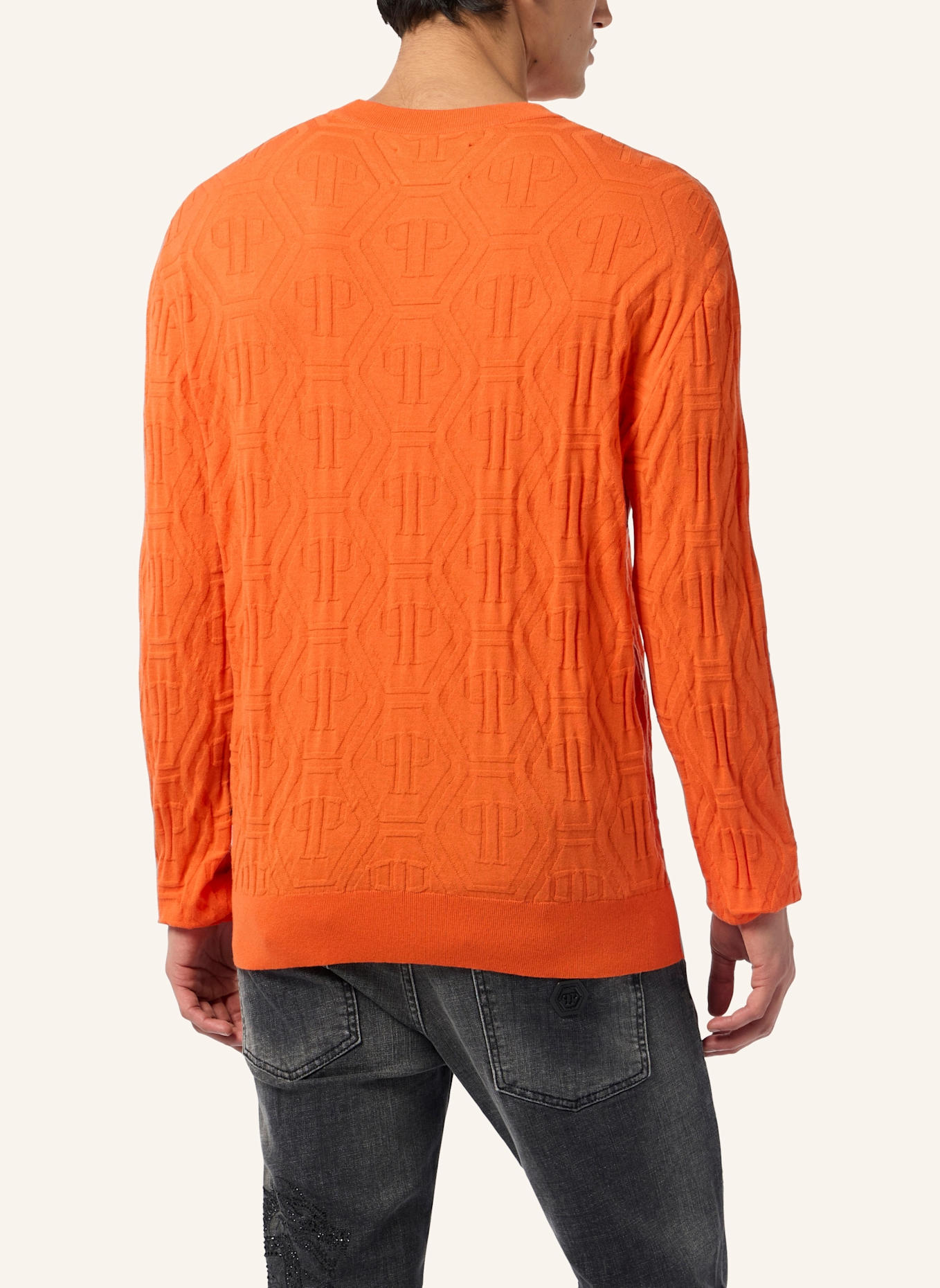 PHILIPP PLEIN PHILIPP PLEIN Jacquard Round Neck Pullover Monogram: ORANGE