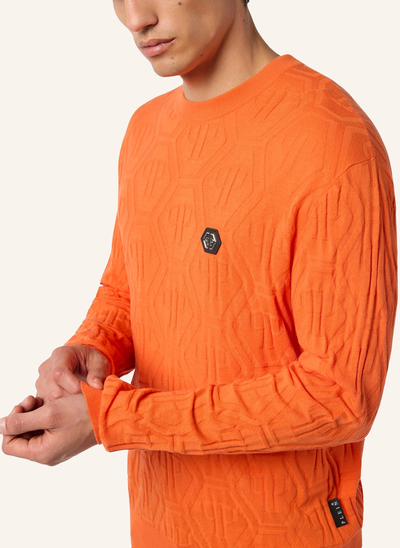 PHILIPP PLEIN PHILIPP PLEIN Jacquard Round Neck Pullover Monogram: ORANGE