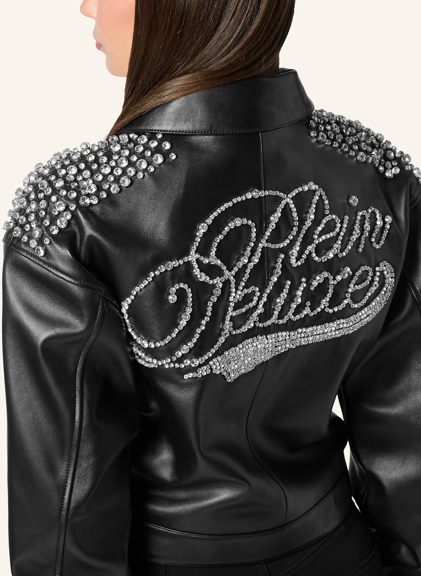 PHILIPP PLEIN Leder-Bomber SIGNATURE: SCHWARZ