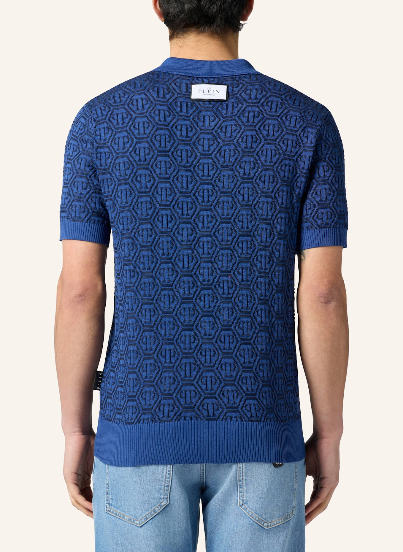 PHILIPP PLEIN PHILIPP PLEIN Buttoned-Up Polo Shirt Jacquard Monogram: DUNKELBLAU