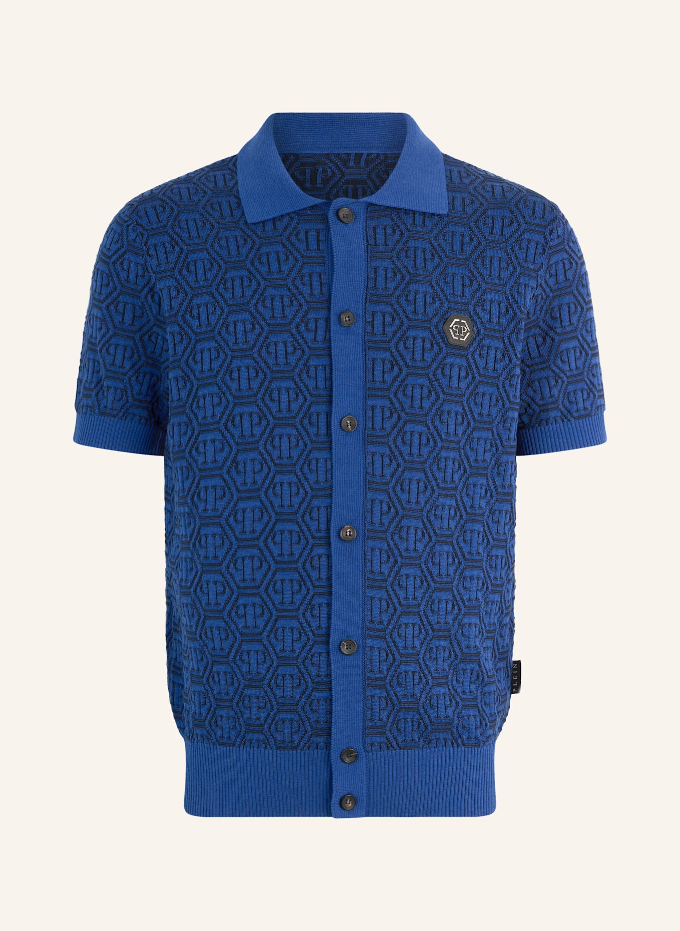 PHILIPP PLEIN PHILIPP PLEIN Buttoned-Up Polo Shirt Jacquard Monogram: DUNKELBLAU