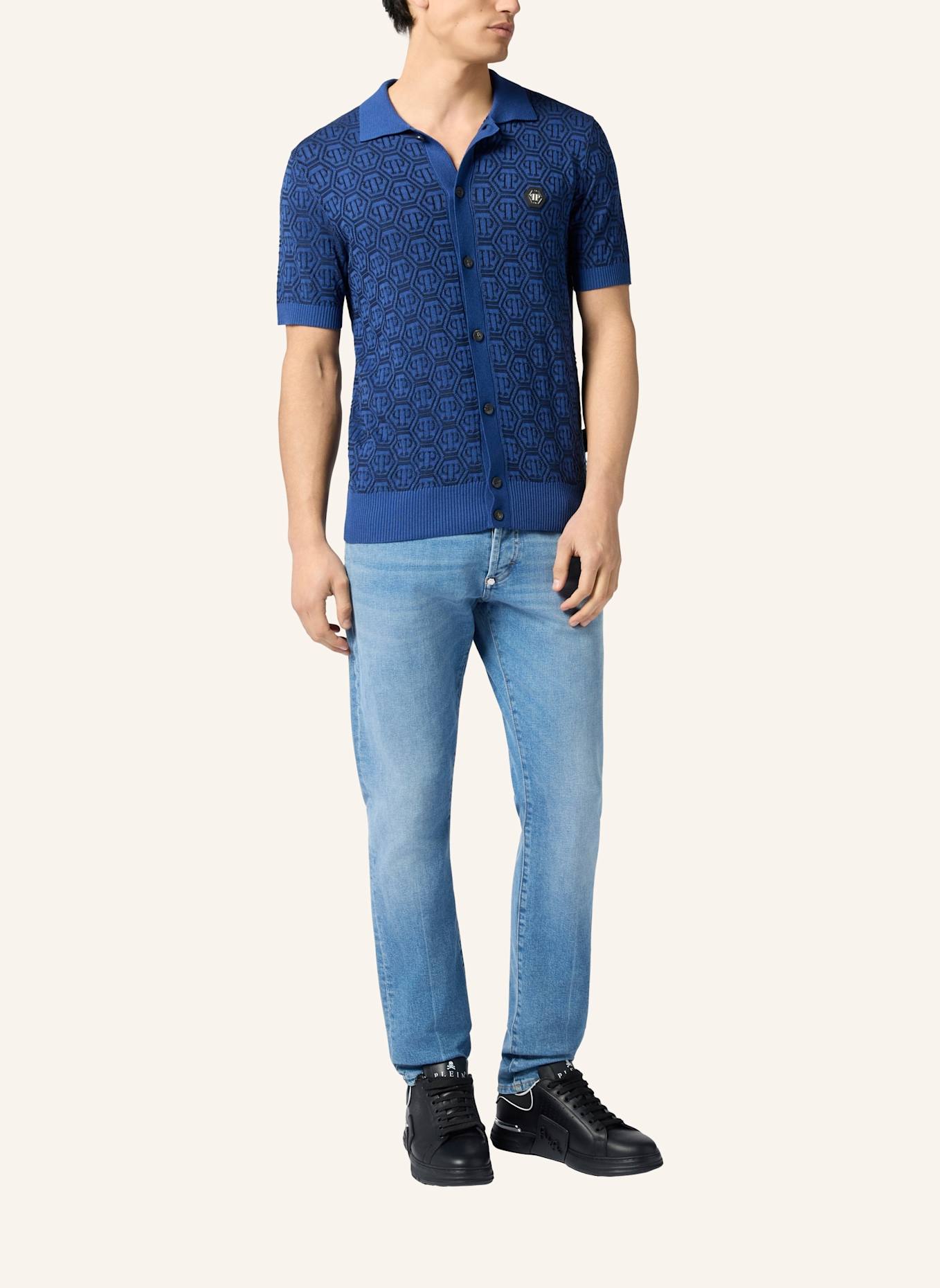 PHILIPP PLEIN PHILIPP PLEIN Buttoned-Up Polo Shirt Jacquard Monogram: DUNKELBLAU
