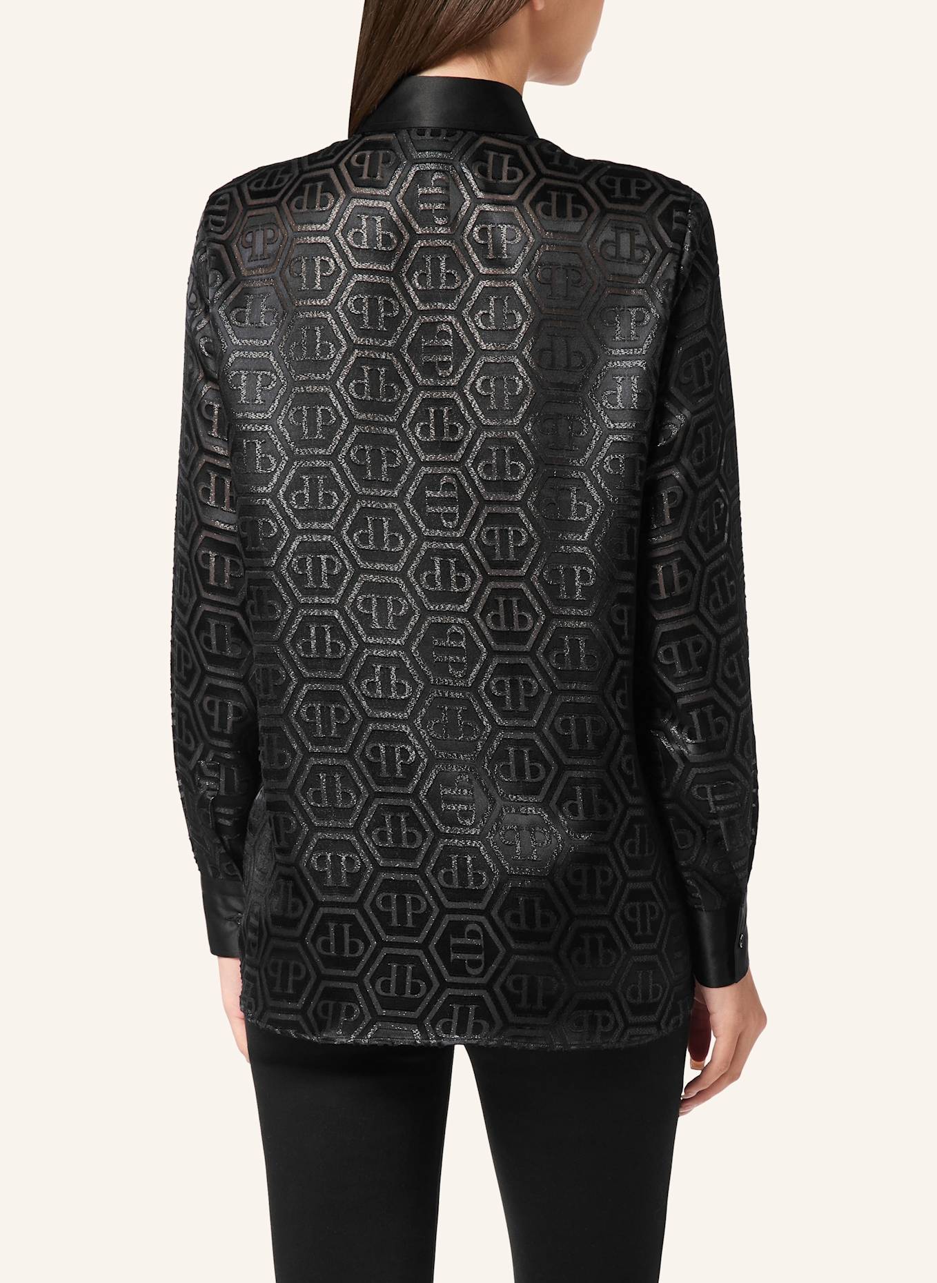 PHILIPP PLEIN Hemd MONOGRAM: SCHWARZ
