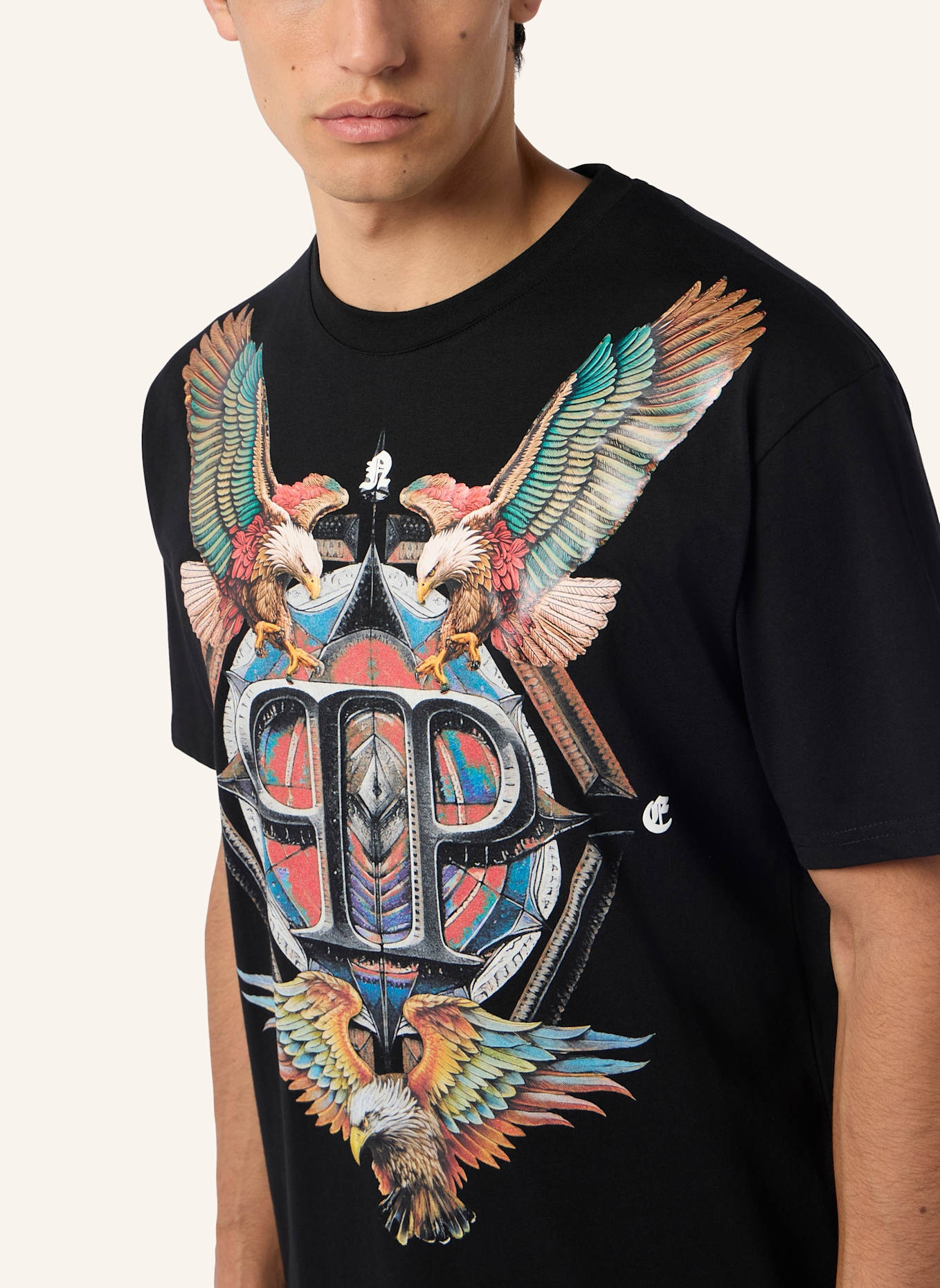 PHILIPP PLEIN PHILIPP PLEIN Round Neck T-Shirt Eagle Tattoo: SCHWARZ