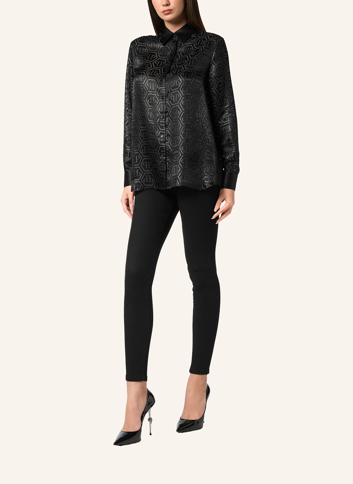 PHILIPP PLEIN Hemd MONOGRAM: SCHWARZ