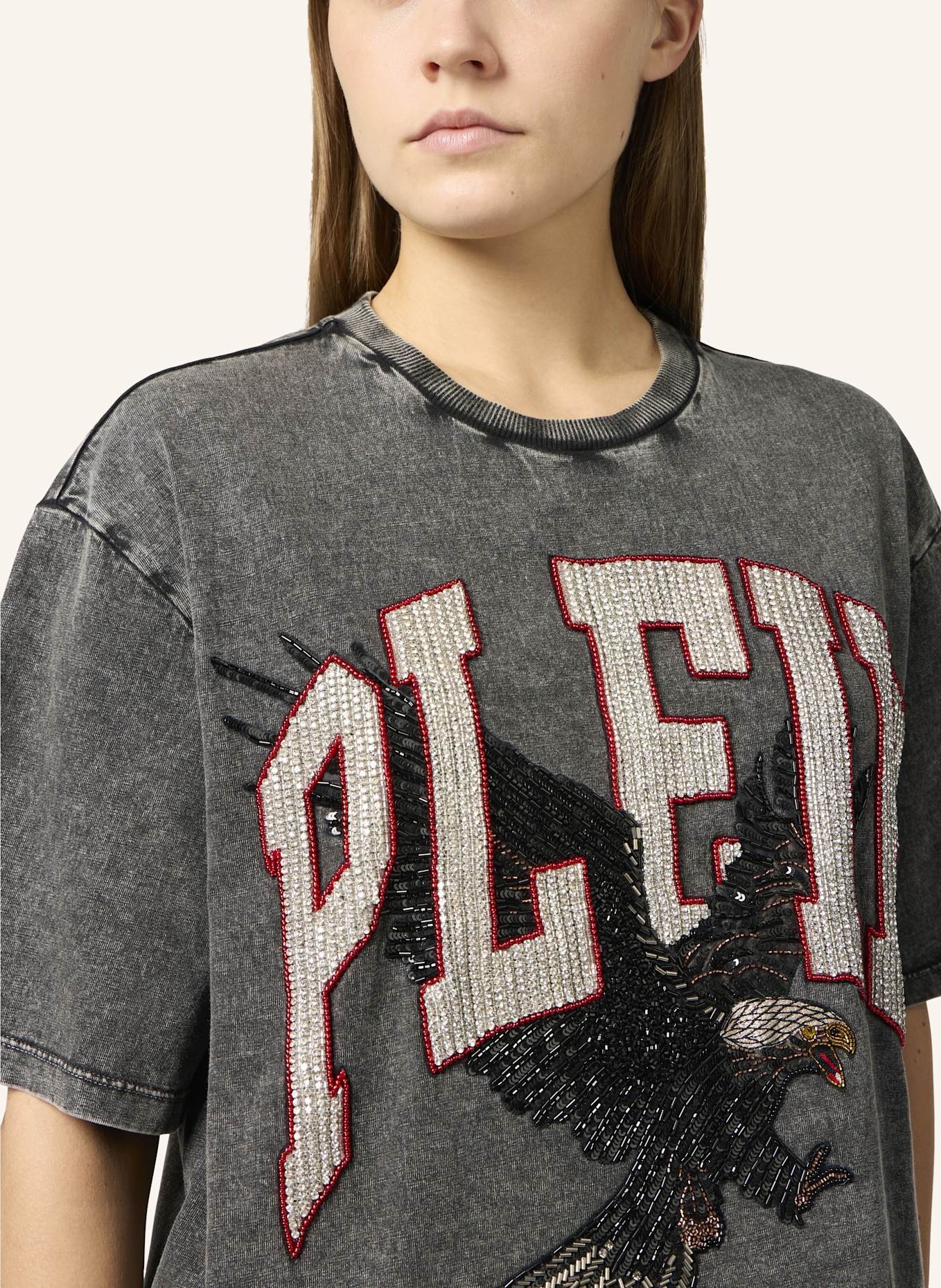 PHILIPP PLEIN T-Shirt Rundhalsausschnitt Ss EAGLE: SCHWARZ