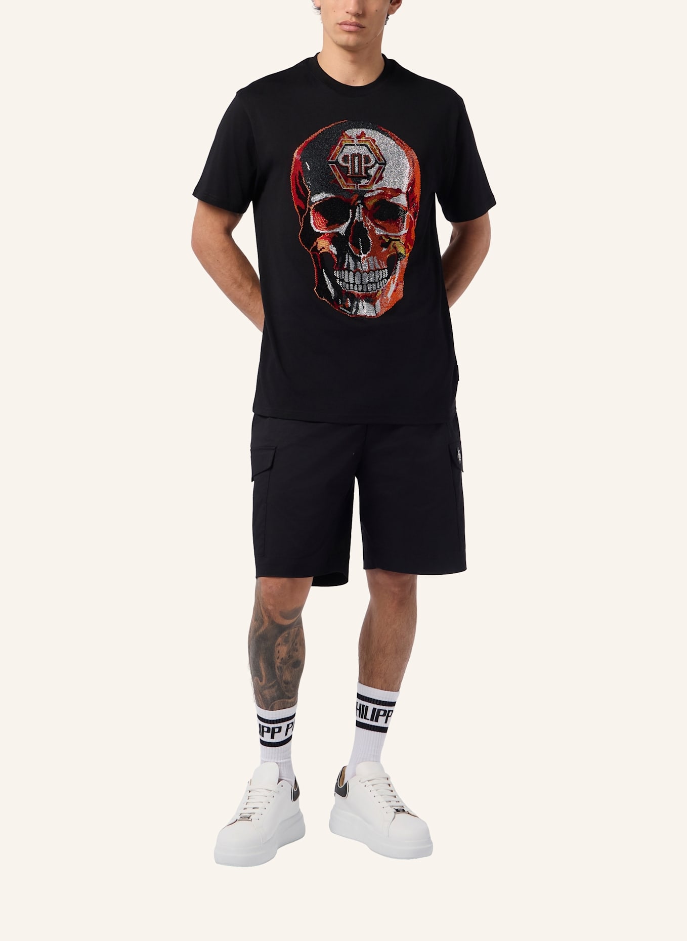 PHILIPP PLEIN PHILIPP PLEIN Round Neck T-Shirt Lava Skull Stones: SCHWARZ