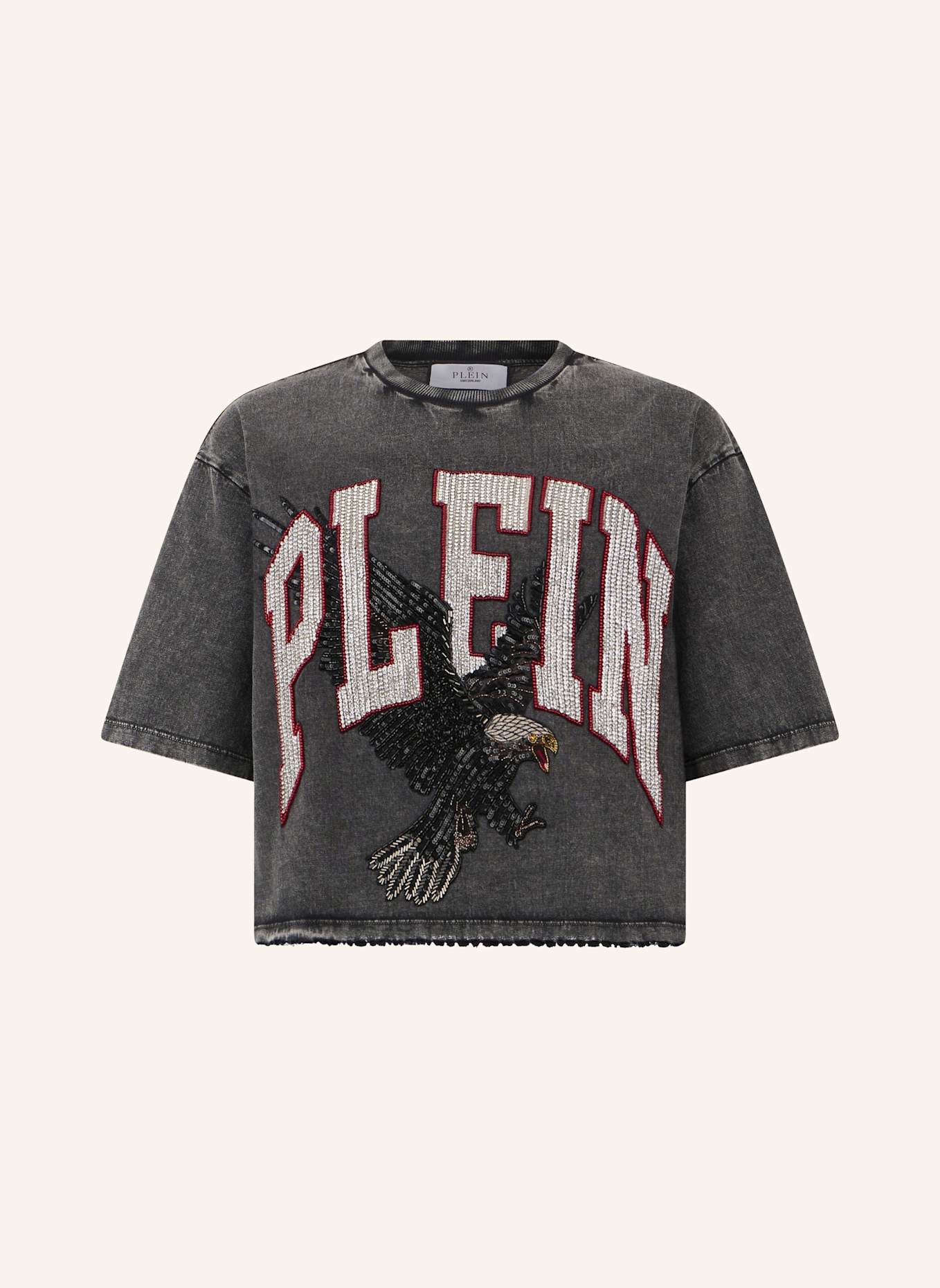 PHILIPP PLEIN T-Shirt Rundhalsausschnitt Ss EAGLE: SCHWARZ