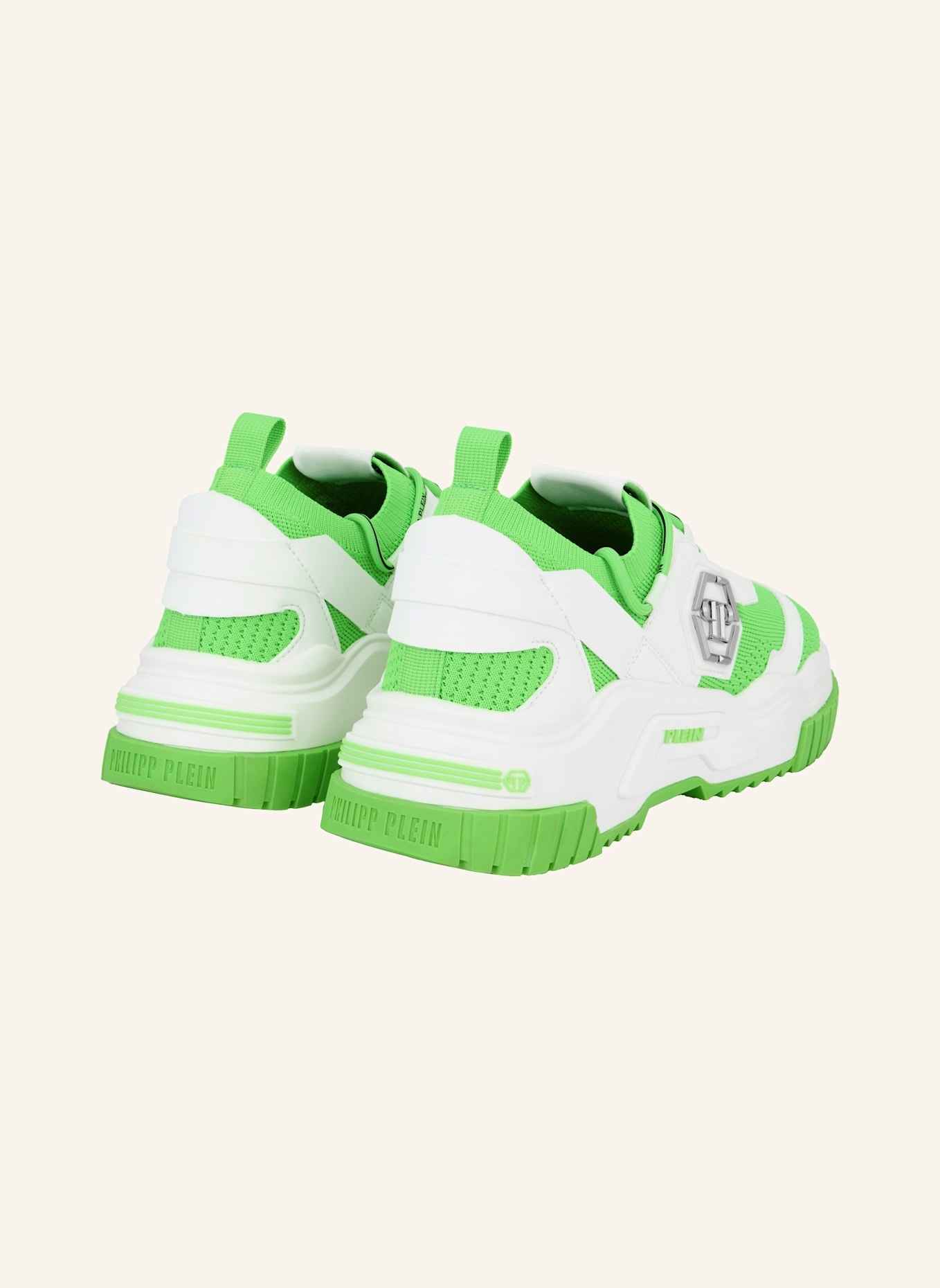 PHILIPP PLEIN Low-Top Turnschuhe PREDATOR: WEISS/ NEONGELB