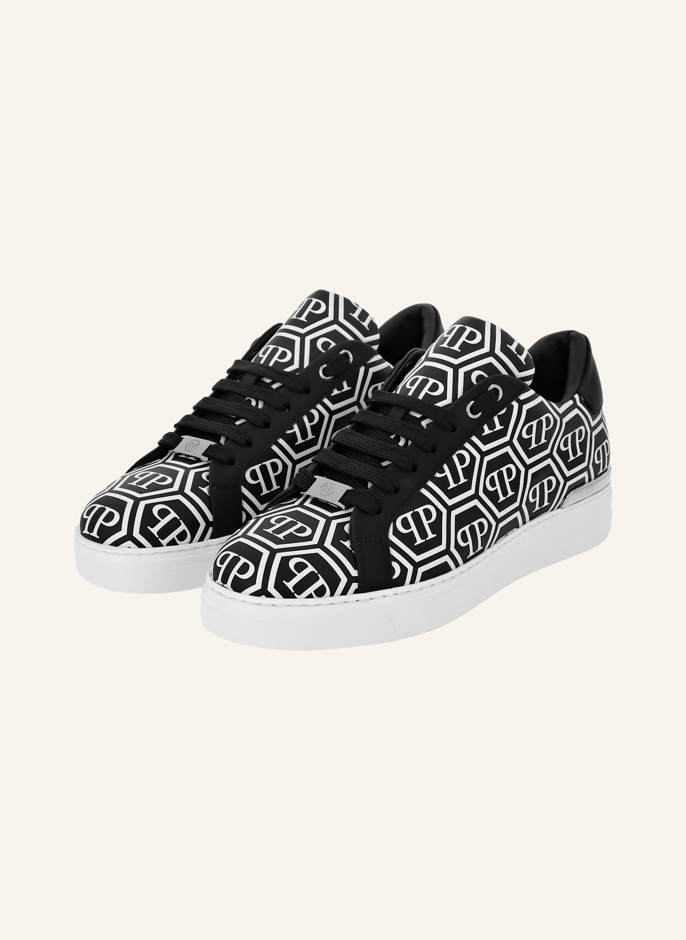 PHILIPP PLEIN Lo-Top Turnschuhe MONOGRAM: SCHWARZ
