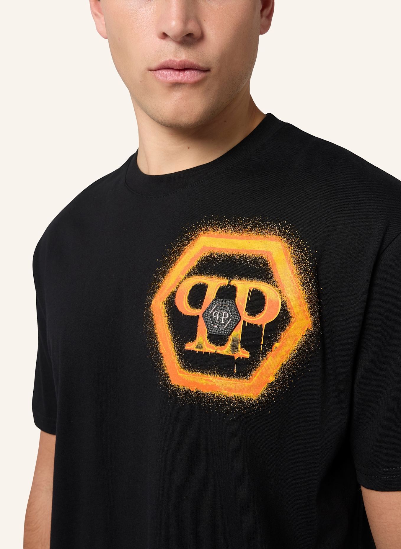 PHILIPP PLEIN PHILIPP PLEIN Round Neck T-Shirt Spray Hexagon: SCHWARZ