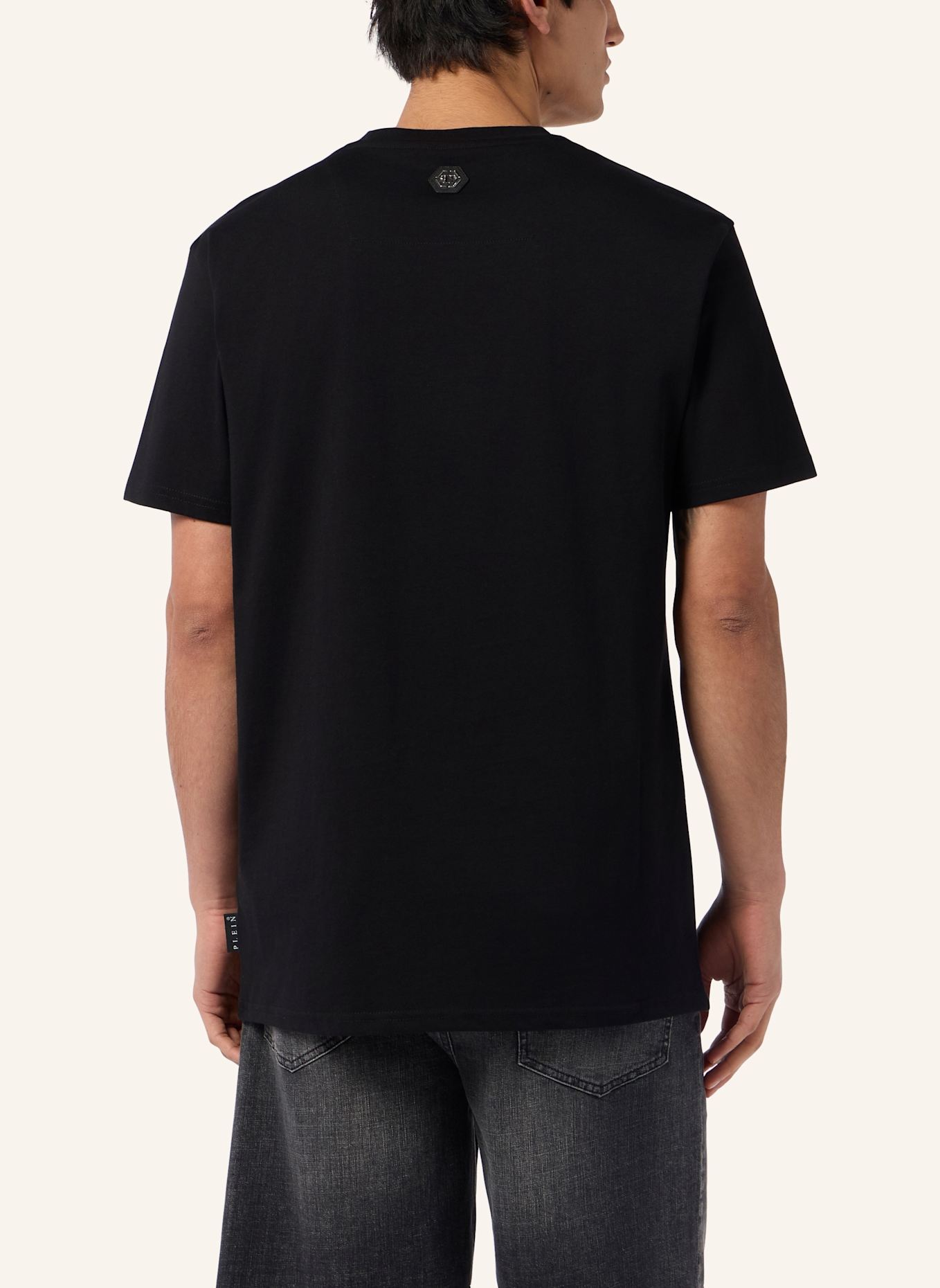 PHILIPP PLEIN PHILIPP PLEIN Round Neck T-Shirt Logo Hexagon Stones: SCHWARZ