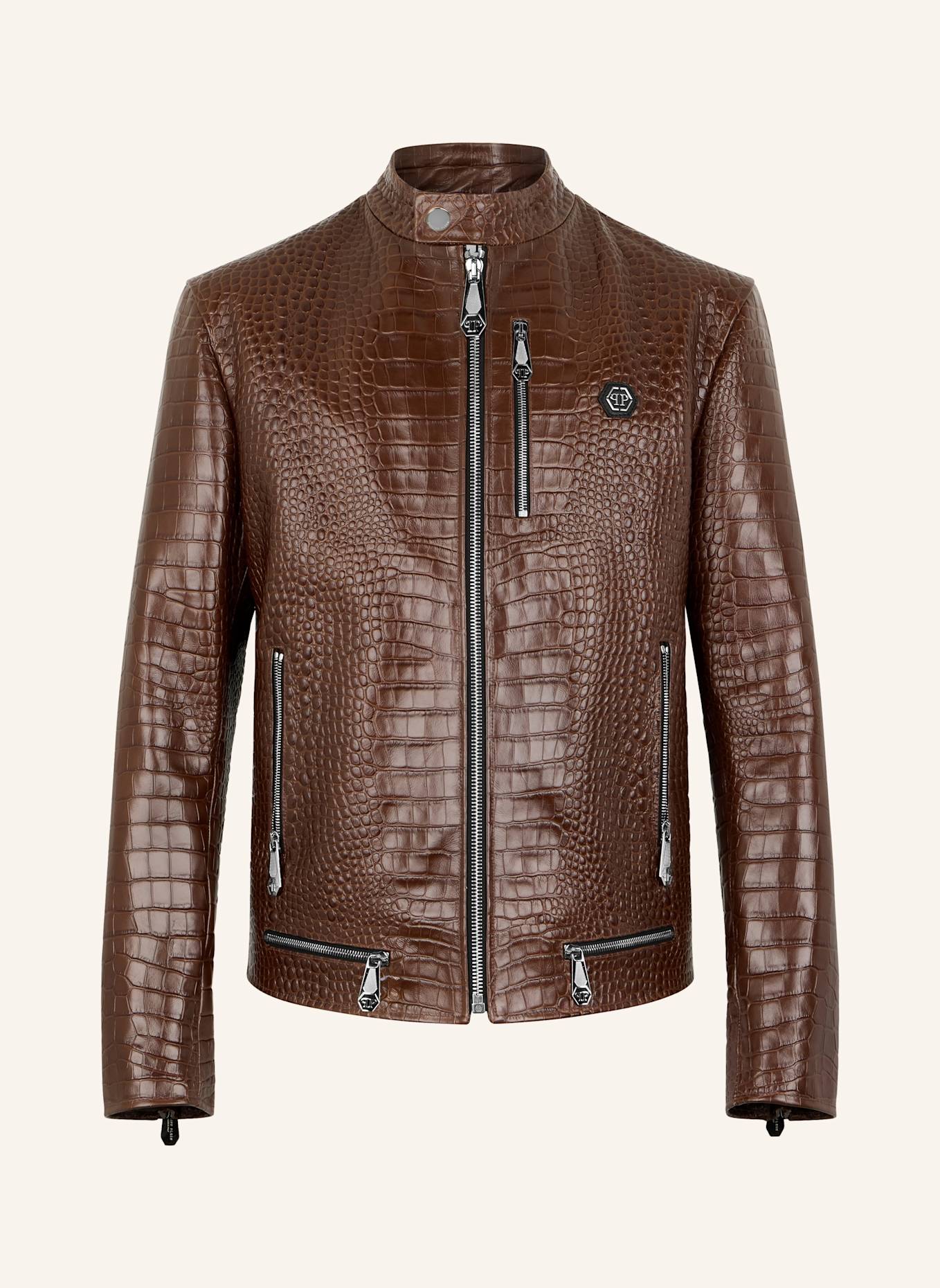 PHILIPP PLEIN PHILIPP PLEIN Leather Moto Jacket Cocco: BRAUN
