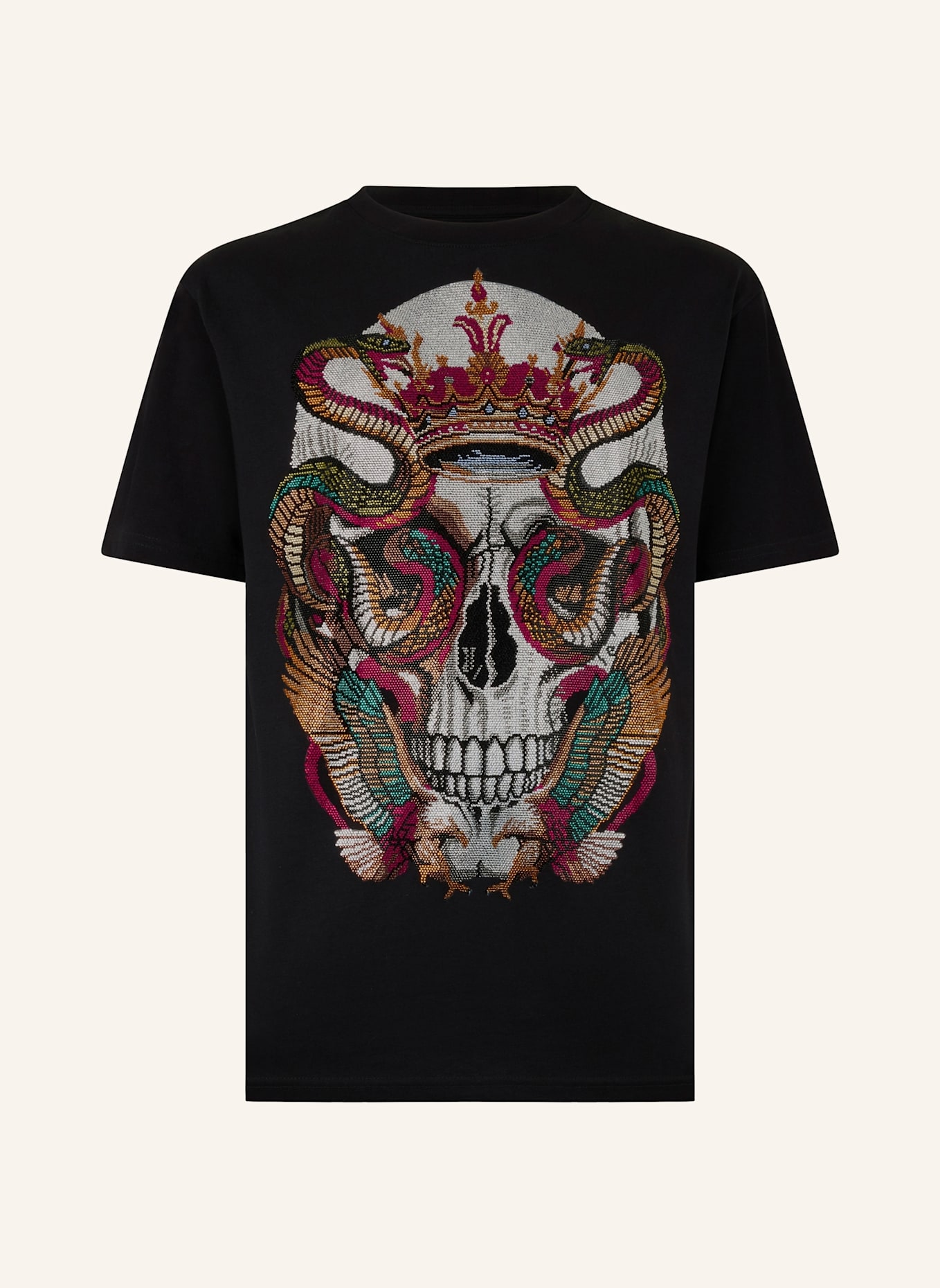 PHILIPP PLEIN PHILIPP PLEIN Round Neck T-Shirt Snake King Stones: SCHWARZ
