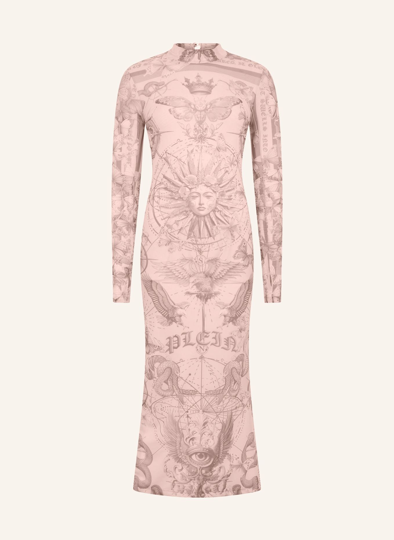 PHILIPP PLEIN PHILIPP PLEIN Tulle Maxi Dress Open Back Butterfly Tattoo: ROSA