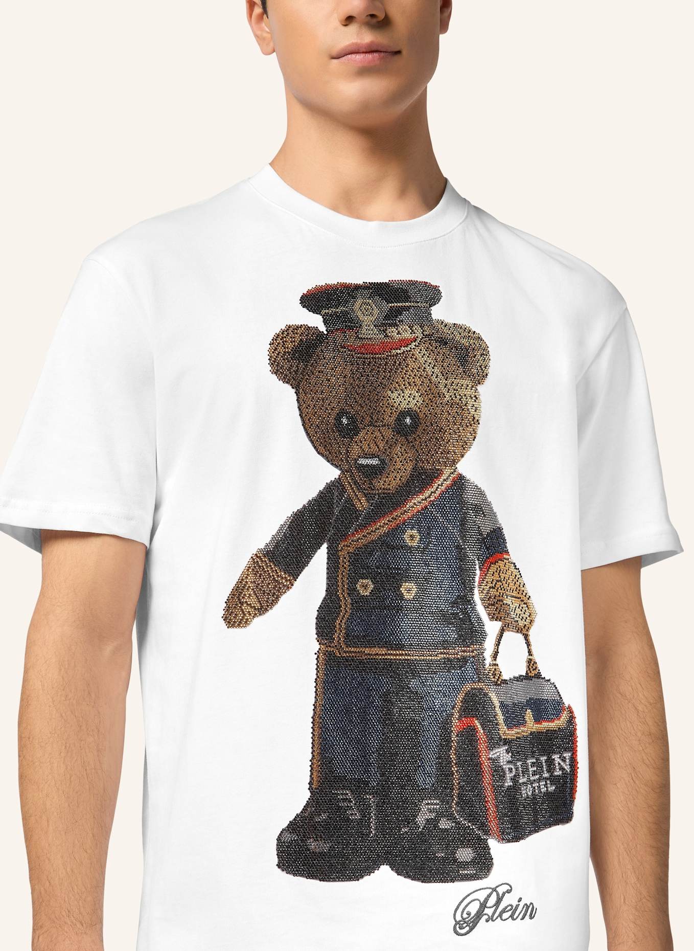 PHILIPP PLEIN T-Shirt Rundhalsausschnitt Ss TEDDY: WEISS