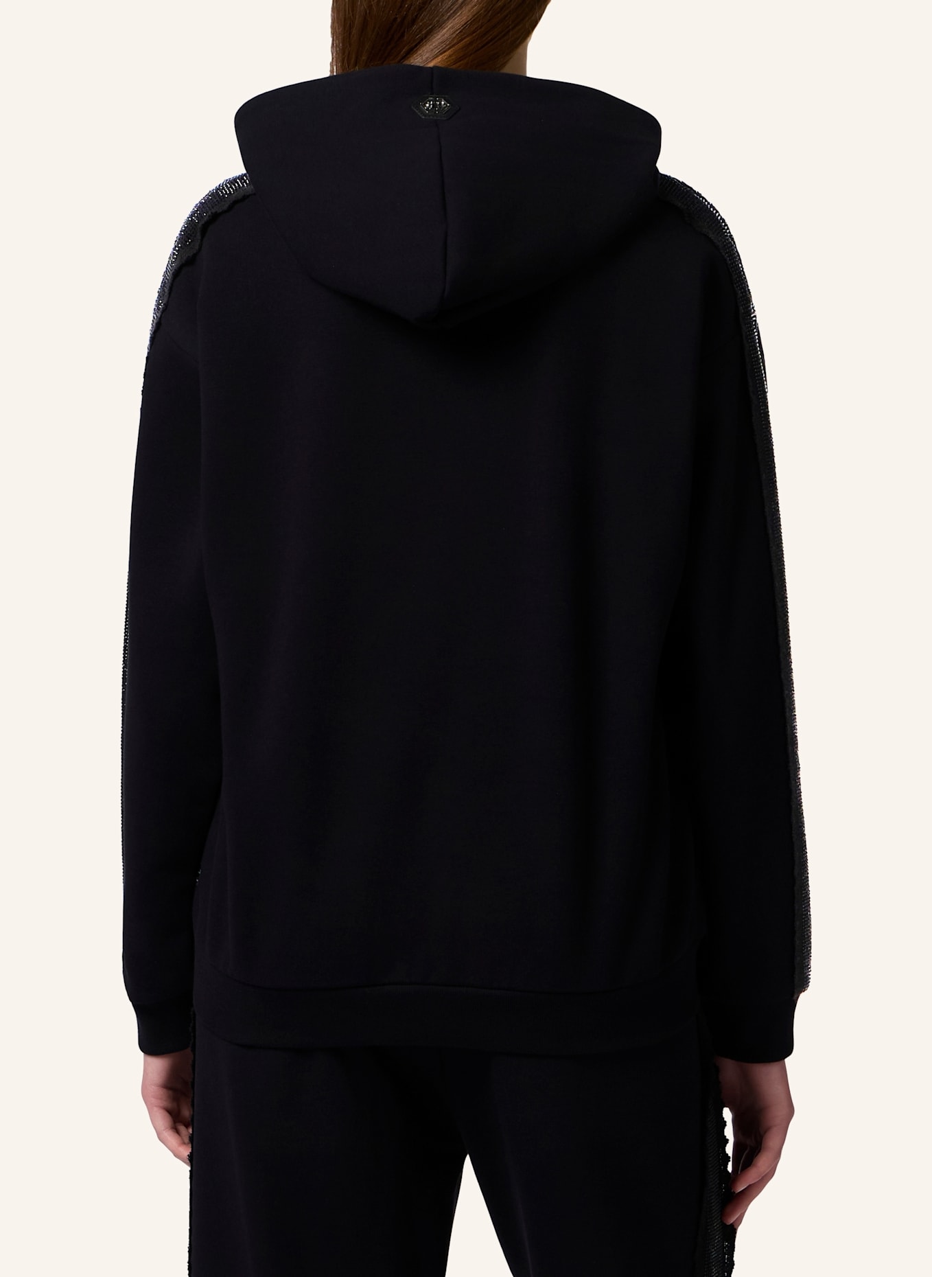 PHILIPP PLEIN PHILIPP PLEIN Zip Hoodie Strass Band: SCHWARZ