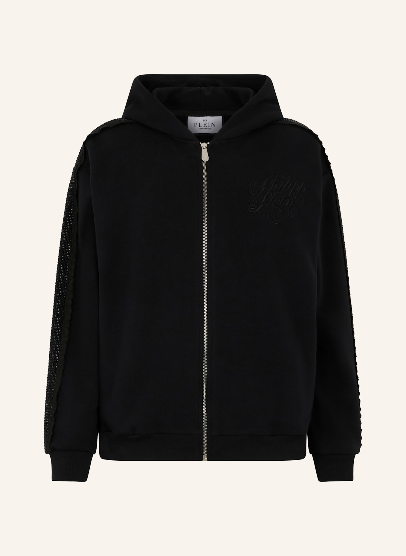 PHILIPP PLEIN PHILIPP PLEIN Zip Hoodie Strass Band: SCHWARZ