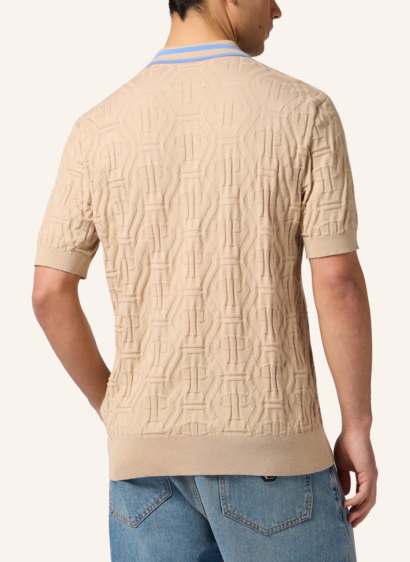 PHILIPP PLEIN PHILIPP PLEIN Knitted Polo T-Shirt Jacquard Monogram: BEIGE