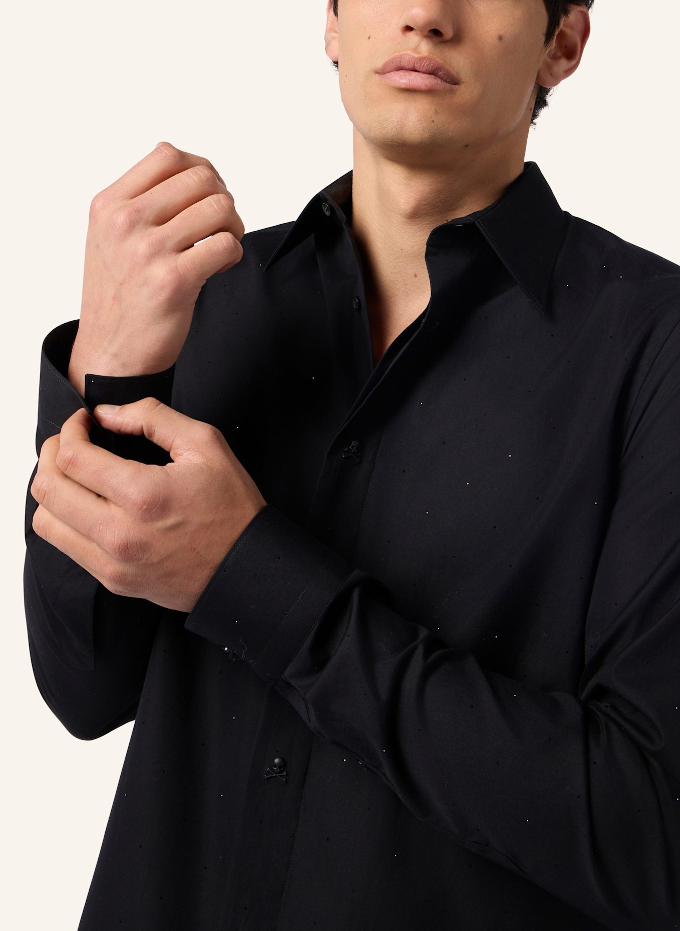 PHILIPP PLEIN PHILIPP PLEIN Sugar Daddy Cut Shirt All-Over Strass: SCHWARZ