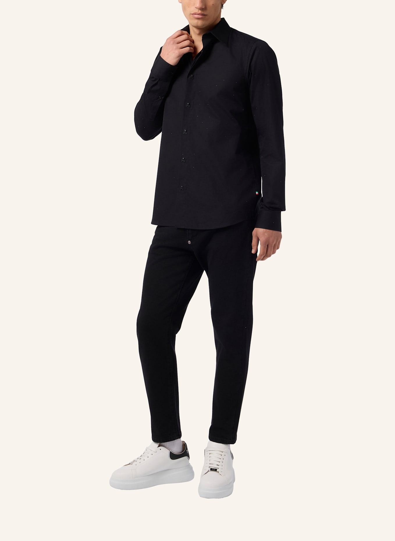 PHILIPP PLEIN PHILIPP PLEIN Sugar Daddy Cut Shirt All-Over Strass: SCHWARZ