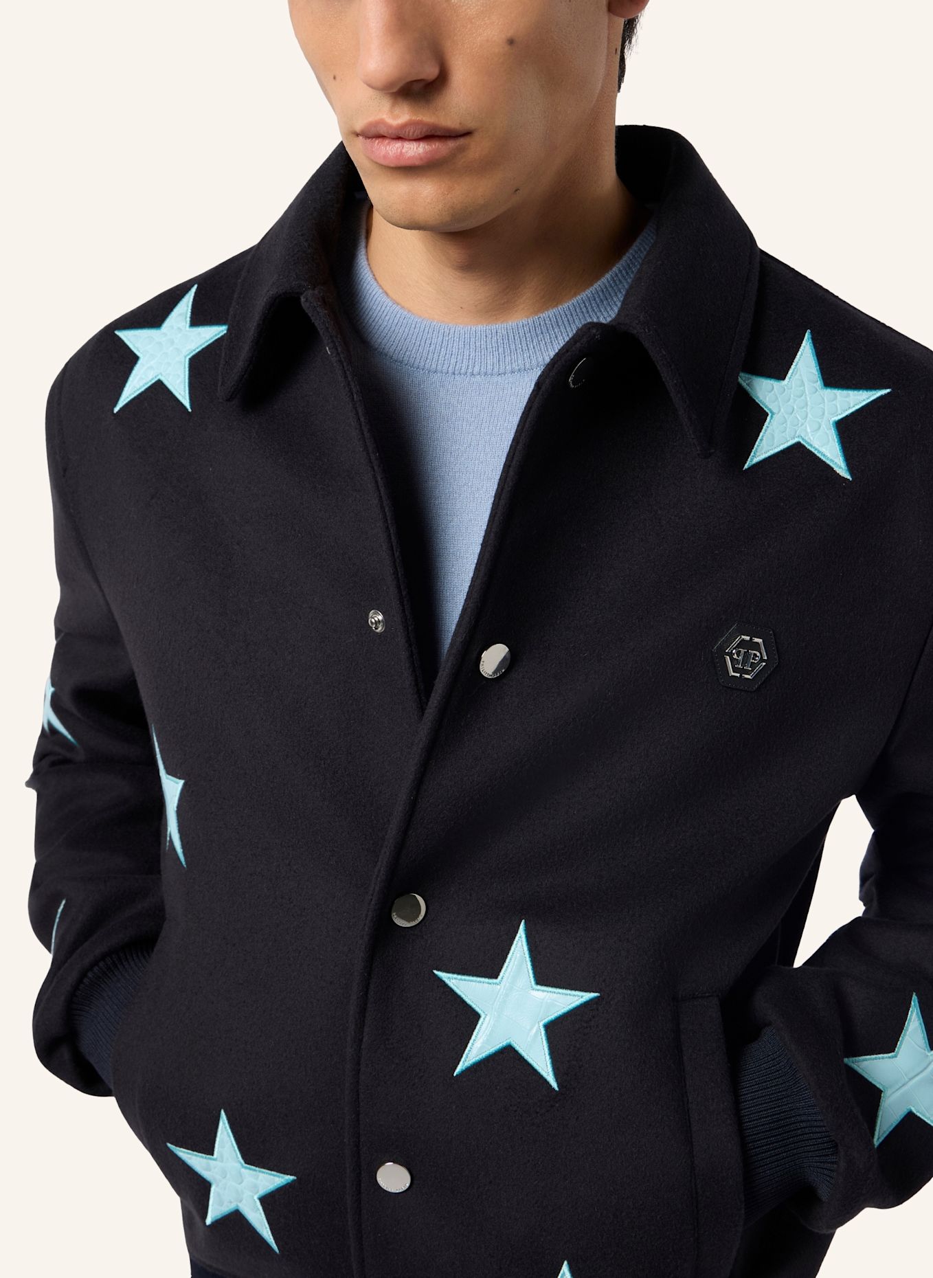 PHILIPP PLEIN PHILIPP PLEIN Wool Coster Jacket Cocco Stars: DUNKELBLAU